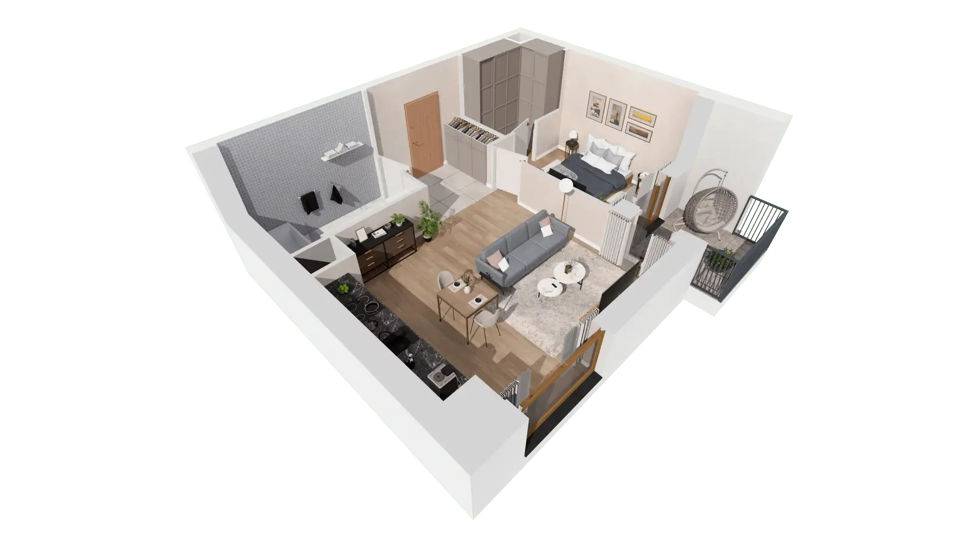2 pokoje, mieszkanie 47,76 m², piętro 3, oferta nr 1A.3.34, Francuska Park VIIIB, Katowice, Osiedle Paderewskiego-Muchowiec, Muchowiec, ul. Szybowcowa