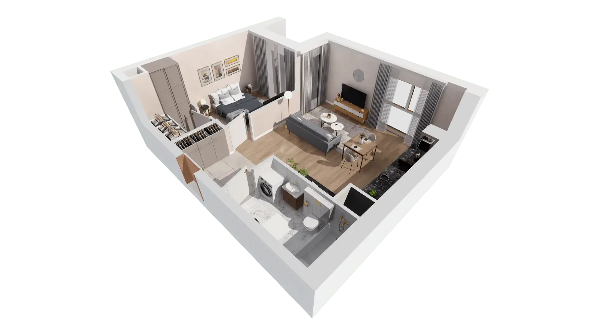 2 pokoje, mieszkanie 47,76 m², piętro 3, oferta nr 1A.3.34, Francuska Park VIIIB, Katowice, Osiedle Paderewskiego-Muchowiec, Muchowiec, ul. Szybowcowa
