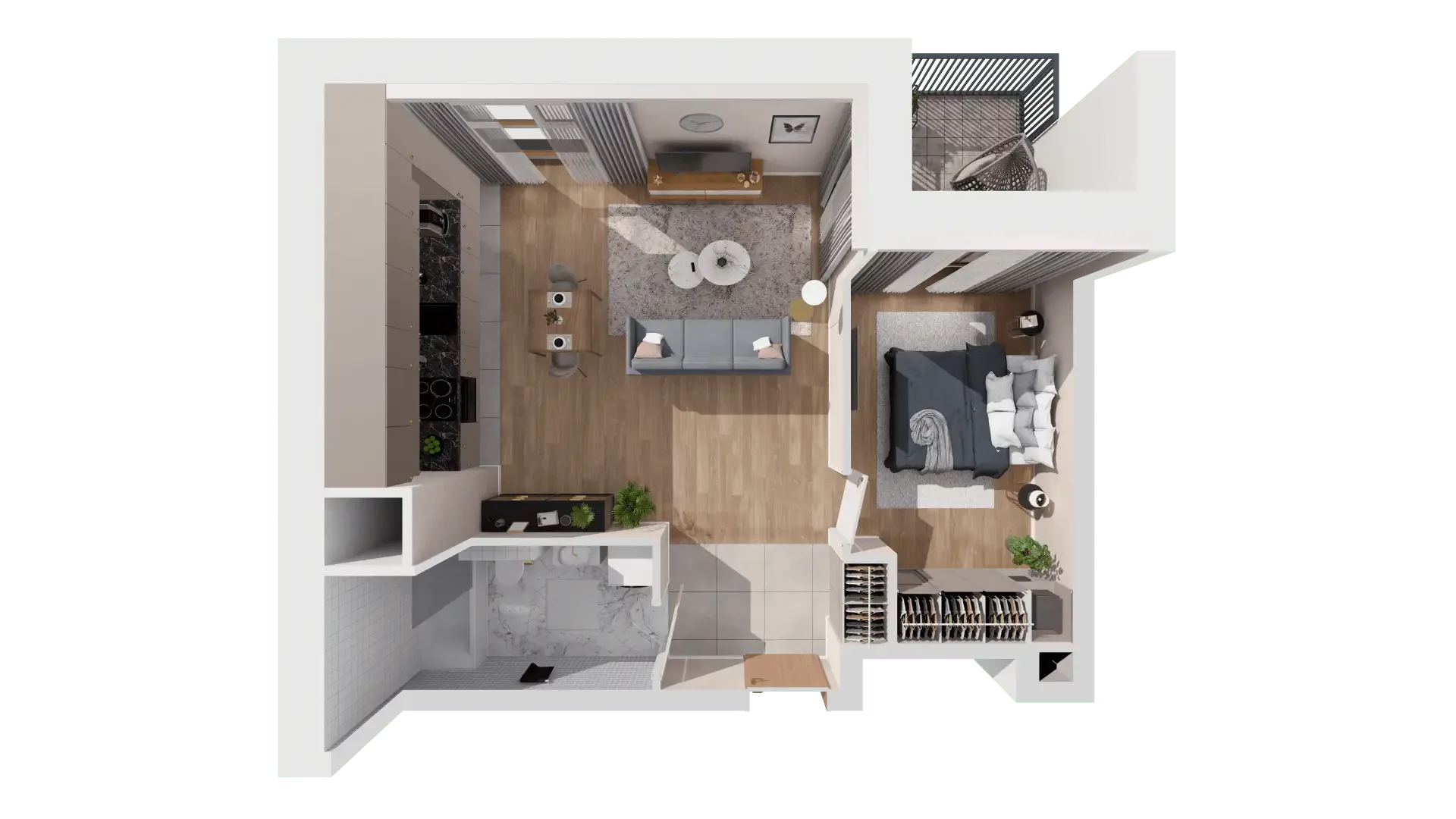 2 pokoje, mieszkanie 46,85 m², piętro 3, oferta nr 1B.3.106, Francuska Park VIIIB, Katowice, Osiedle Paderewskiego-Muchowiec, Muchowiec, ul. Szybowcowa