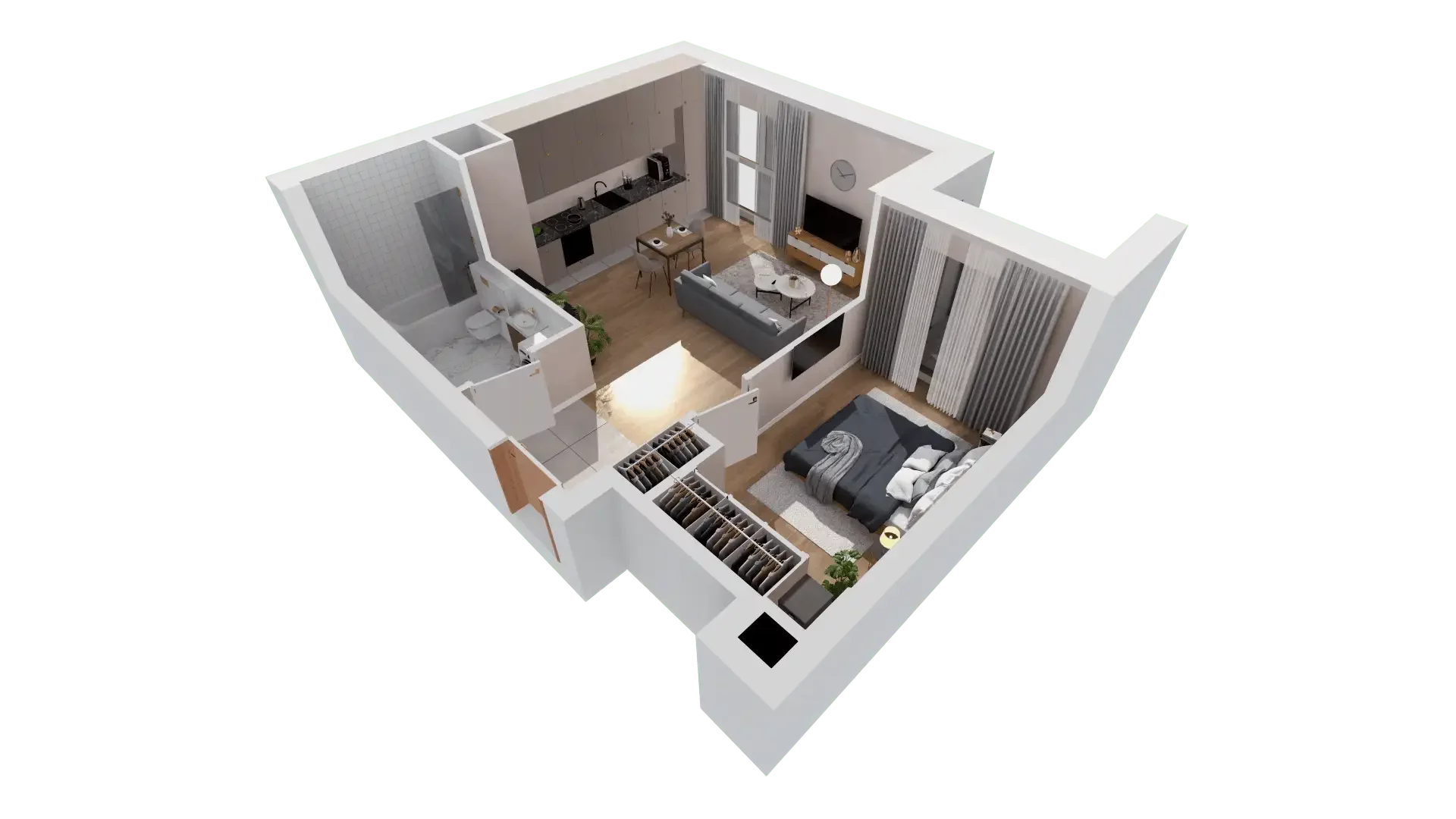 2 pokoje, mieszkanie 46,85 m², piętro 3, oferta nr 1B.3.106, Francuska Park VIIIB, Katowice, Osiedle Paderewskiego-Muchowiec, Muchowiec, ul. Szybowcowa