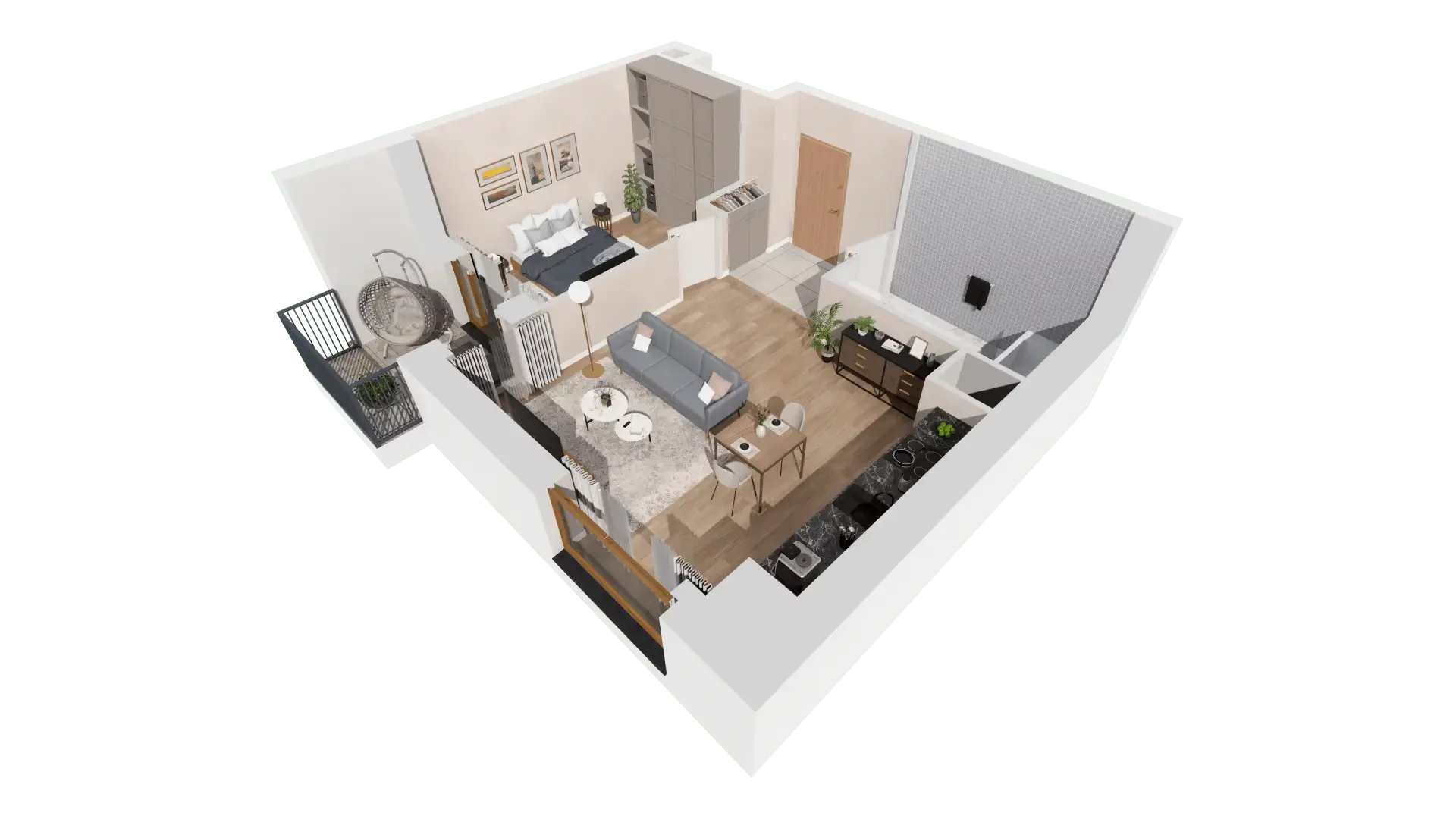 2 pokoje, mieszkanie 46,85 m², piętro 3, oferta nr 1B.3.106, Francuska Park VIIIB, Katowice, Osiedle Paderewskiego-Muchowiec, Muchowiec, ul. Szybowcowa