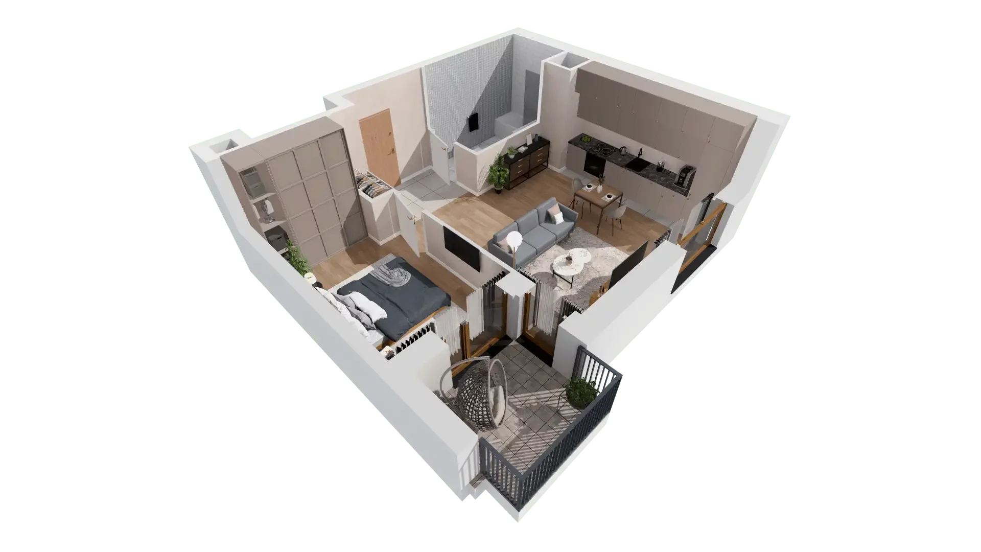 2 pokoje, mieszkanie 46,85 m², piętro 3, oferta nr 1B.3.106, Francuska Park VIIIB, Katowice, Osiedle Paderewskiego-Muchowiec, Muchowiec, ul. Szybowcowa