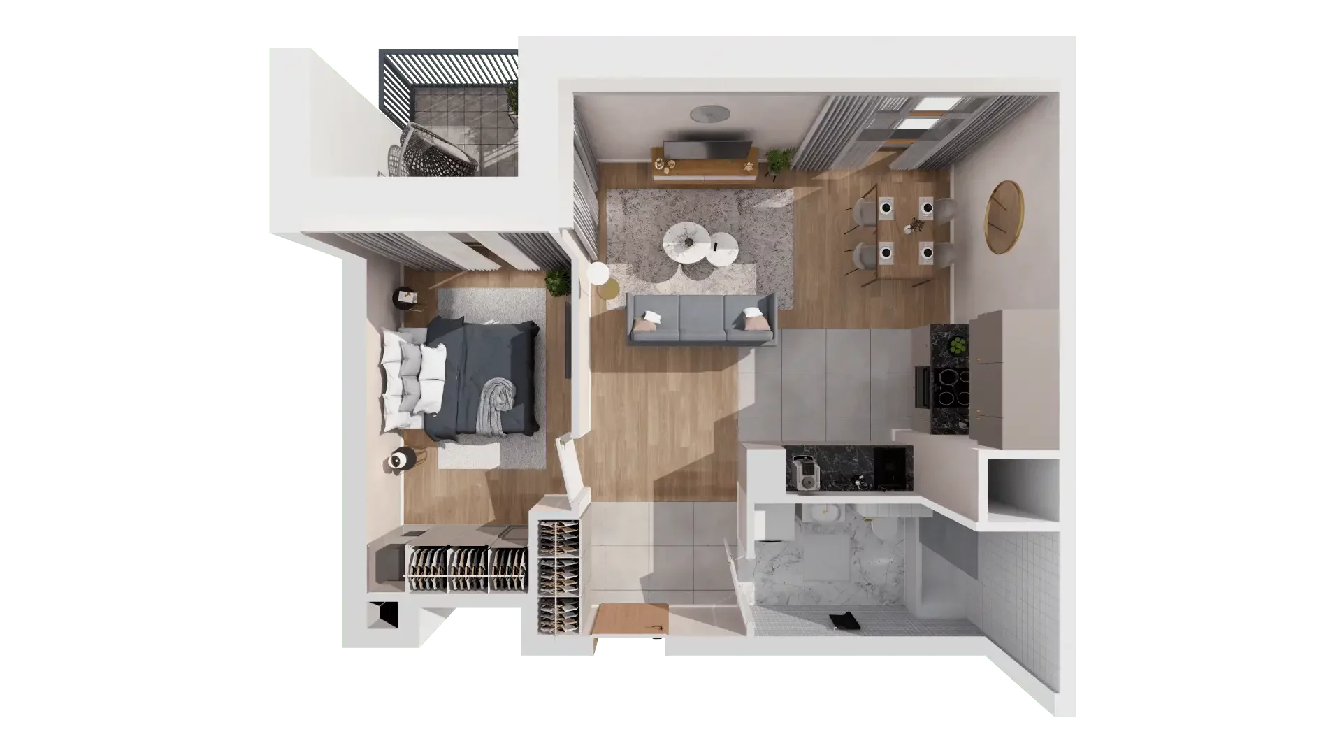 2 pokoje, mieszkanie 46,65 m², piętro 3, oferta nr 1B.3.107, Francuska Park VIIIB, Katowice, Osiedle Paderewskiego-Muchowiec, Muchowiec, ul. Szybowcowa