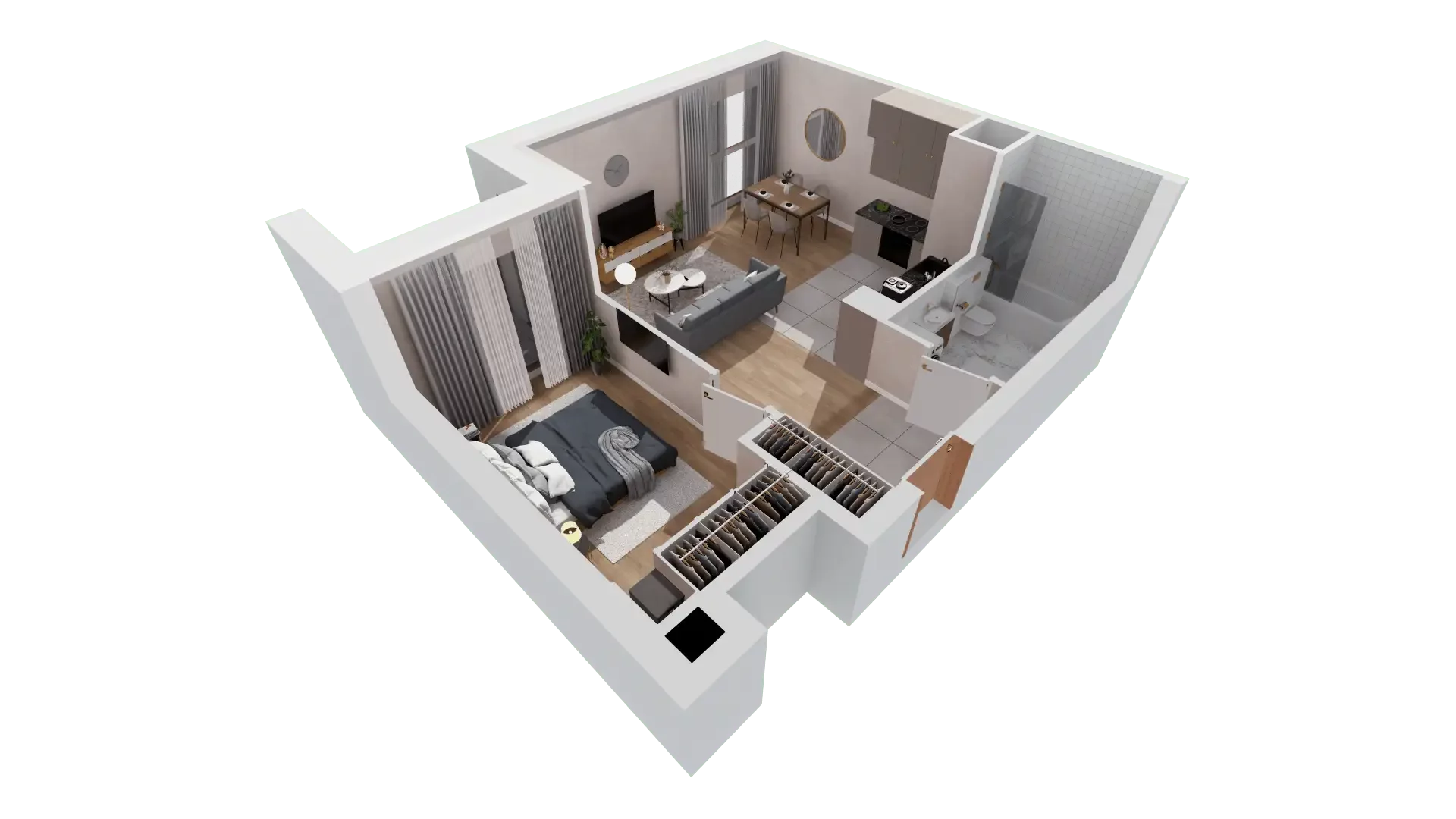 2 pokoje, mieszkanie 46,65 m², piętro 3, oferta nr 1B.3.107, Francuska Park VIIIB, Katowice, Osiedle Paderewskiego-Muchowiec, Muchowiec, ul. Szybowcowa