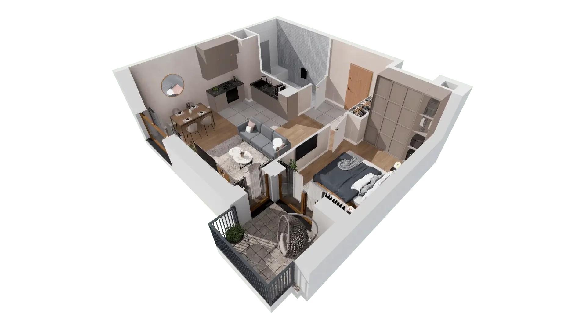 2 pokoje, mieszkanie 46,65 m², piętro 3, oferta nr 1B.3.107, Francuska Park VIIIB, Katowice, Osiedle Paderewskiego-Muchowiec, Muchowiec, ul. Szybowcowa