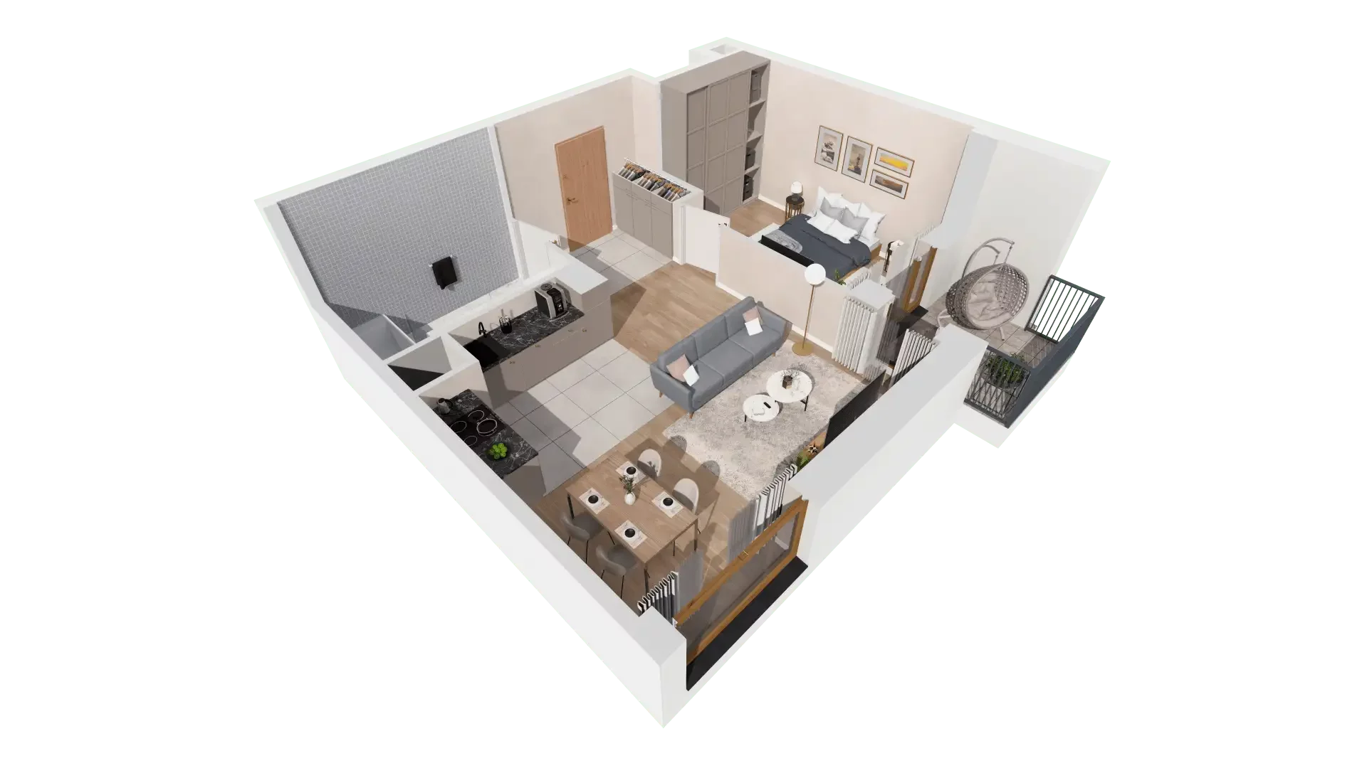 2 pokoje, mieszkanie 46,65 m², piętro 3, oferta nr 1B.3.107, Francuska Park VIIIB, Katowice, Osiedle Paderewskiego-Muchowiec, Muchowiec, ul. Szybowcowa