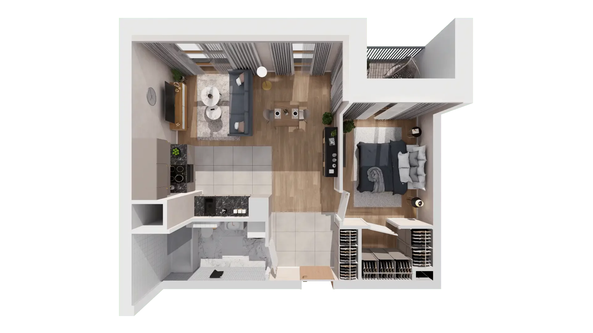 2 pokoje, mieszkanie 47,31 m², piętro 3, oferta nr 1B.3.108, Francuska Park VIIIB, Katowice, Osiedle Paderewskiego-Muchowiec, Muchowiec, ul. Szybowcowa