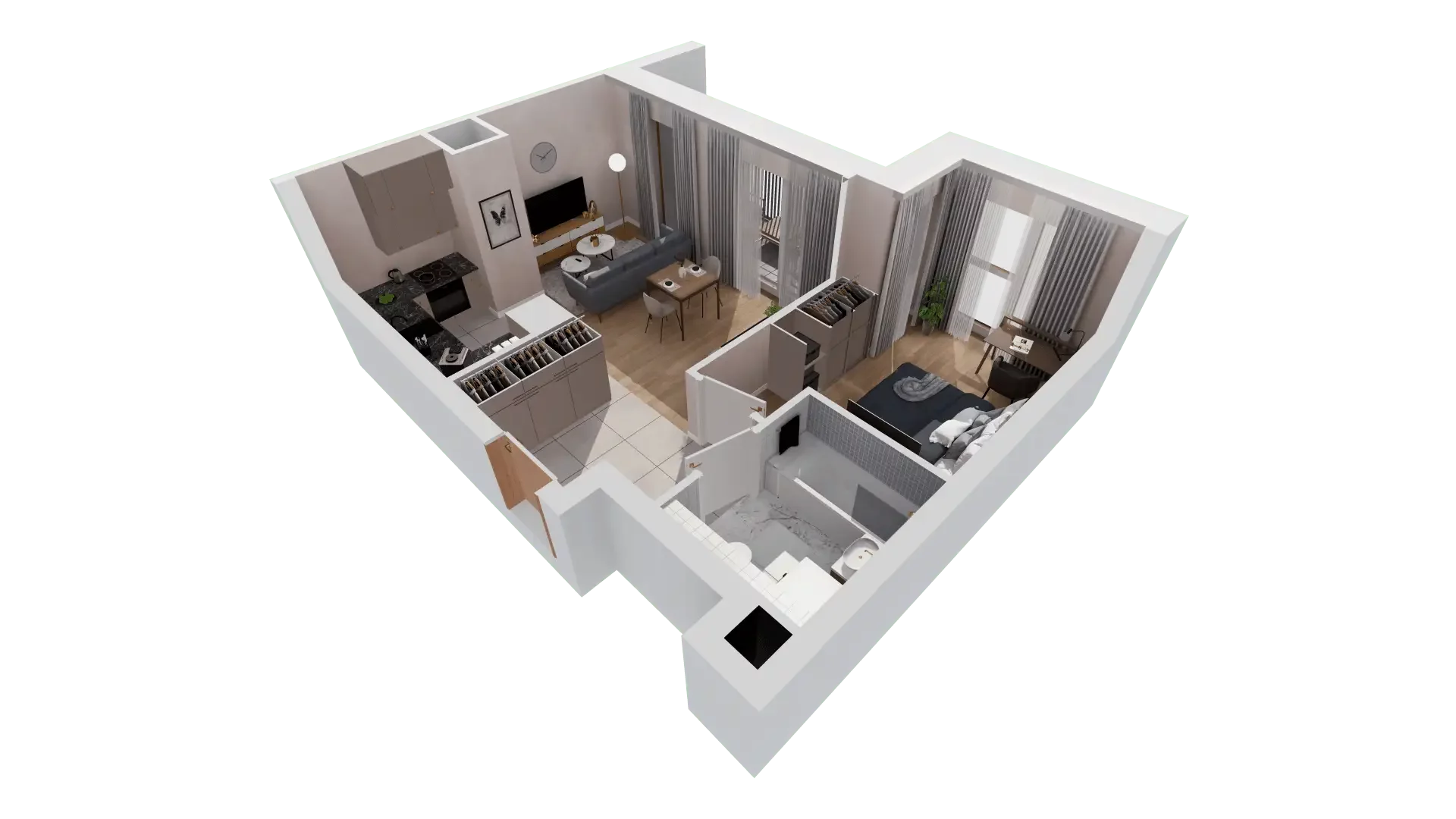 2 pokoje, mieszkanie 43,91 m², piętro 4, oferta nr 1B.4.112, Francuska Park VIIIB, Katowice, Osiedle Paderewskiego-Muchowiec, Muchowiec, ul. Szybowcowa
