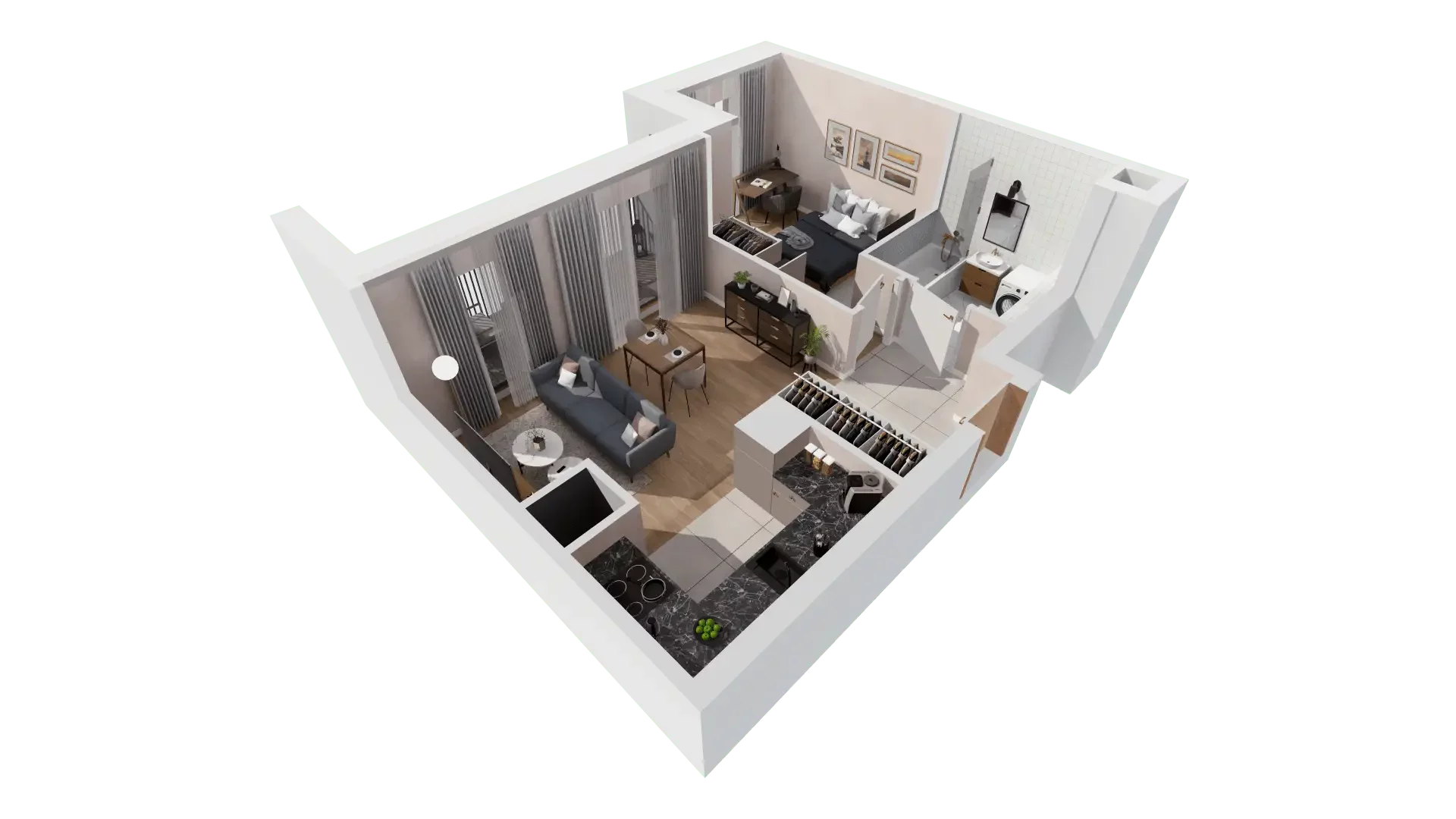 2 pokoje, mieszkanie 43,91 m², piętro 4, oferta nr 1B.4.112, Francuska Park VIIIB, Katowice, Osiedle Paderewskiego-Muchowiec, Muchowiec, ul. Szybowcowa