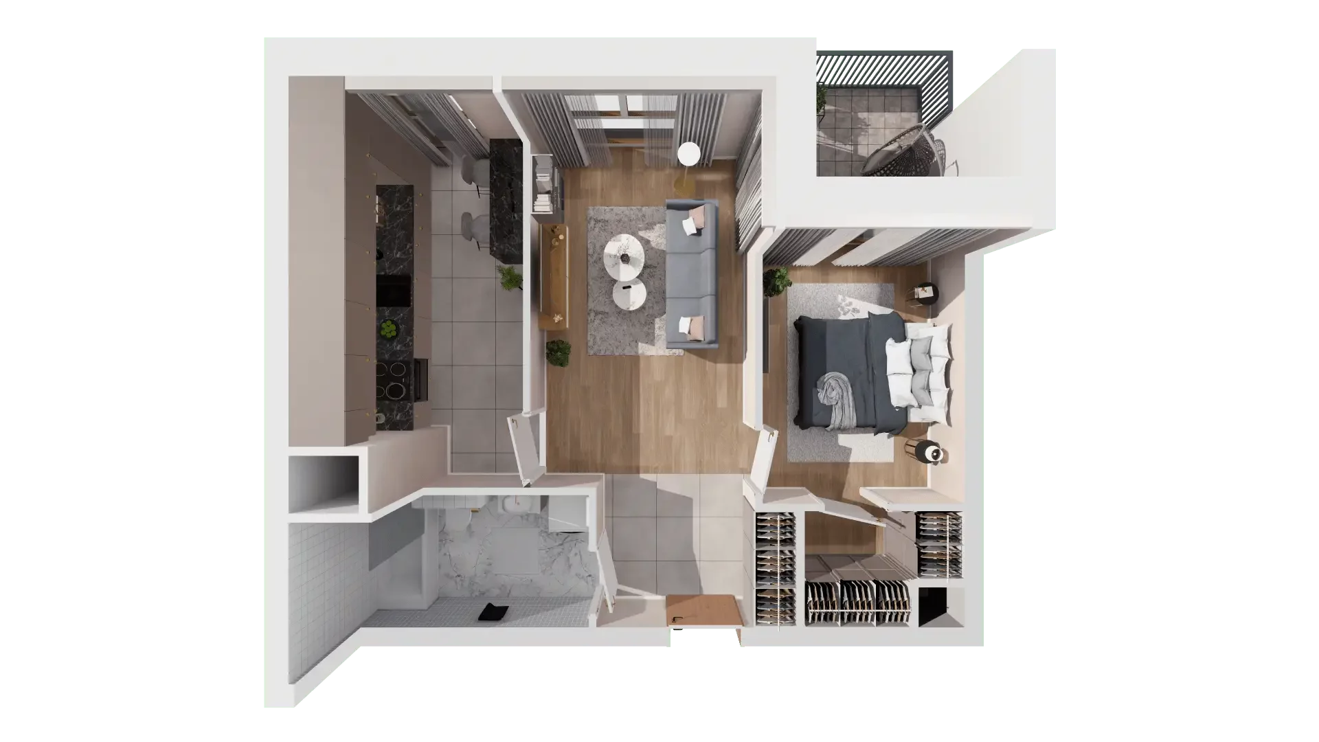 2 pokoje, mieszkanie 47,91 m², piętro 5, oferta nr 1A.5.49, Francuska Park VIIIB, Katowice, Osiedle Paderewskiego-Muchowiec, Muchowiec, ul. Szybowcowa
