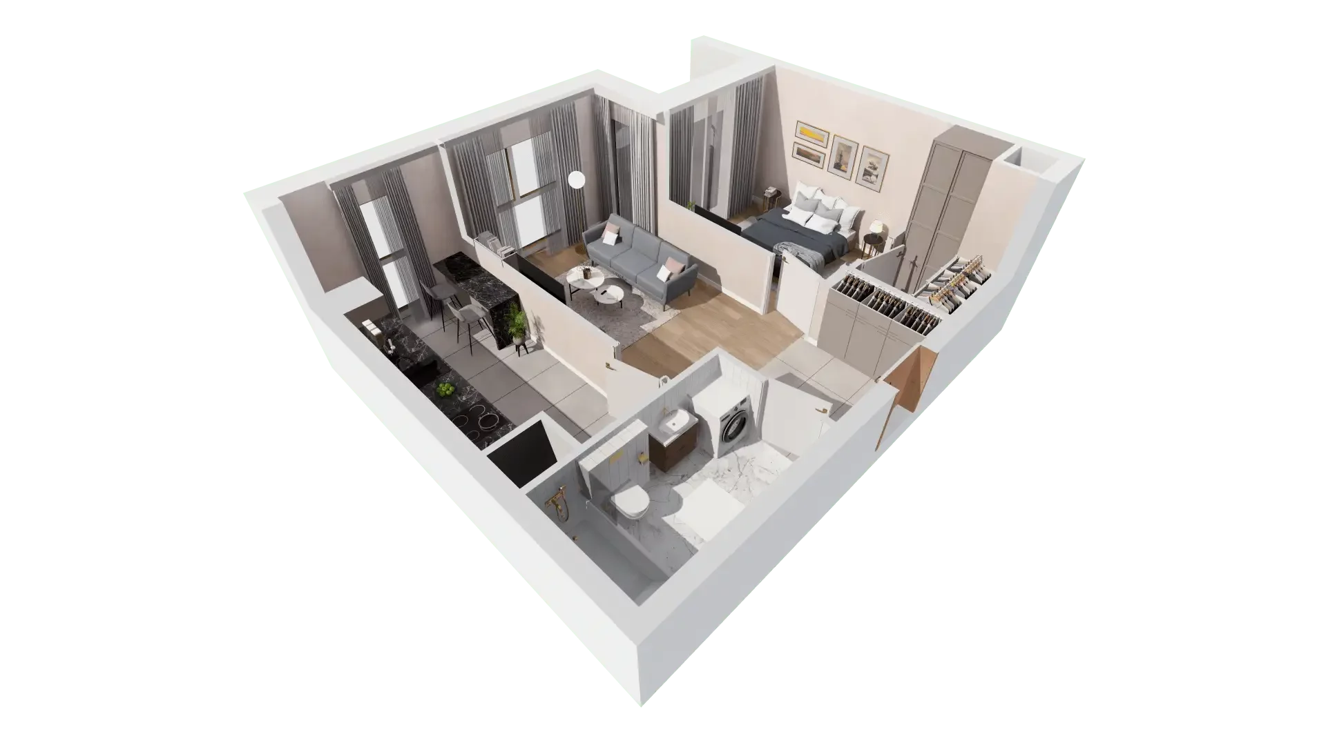 2 pokoje, mieszkanie 47,91 m², piętro 5, oferta nr 1A.5.49, Francuska Park VIIIB, Katowice, Osiedle Paderewskiego-Muchowiec, Muchowiec, ul. Szybowcowa