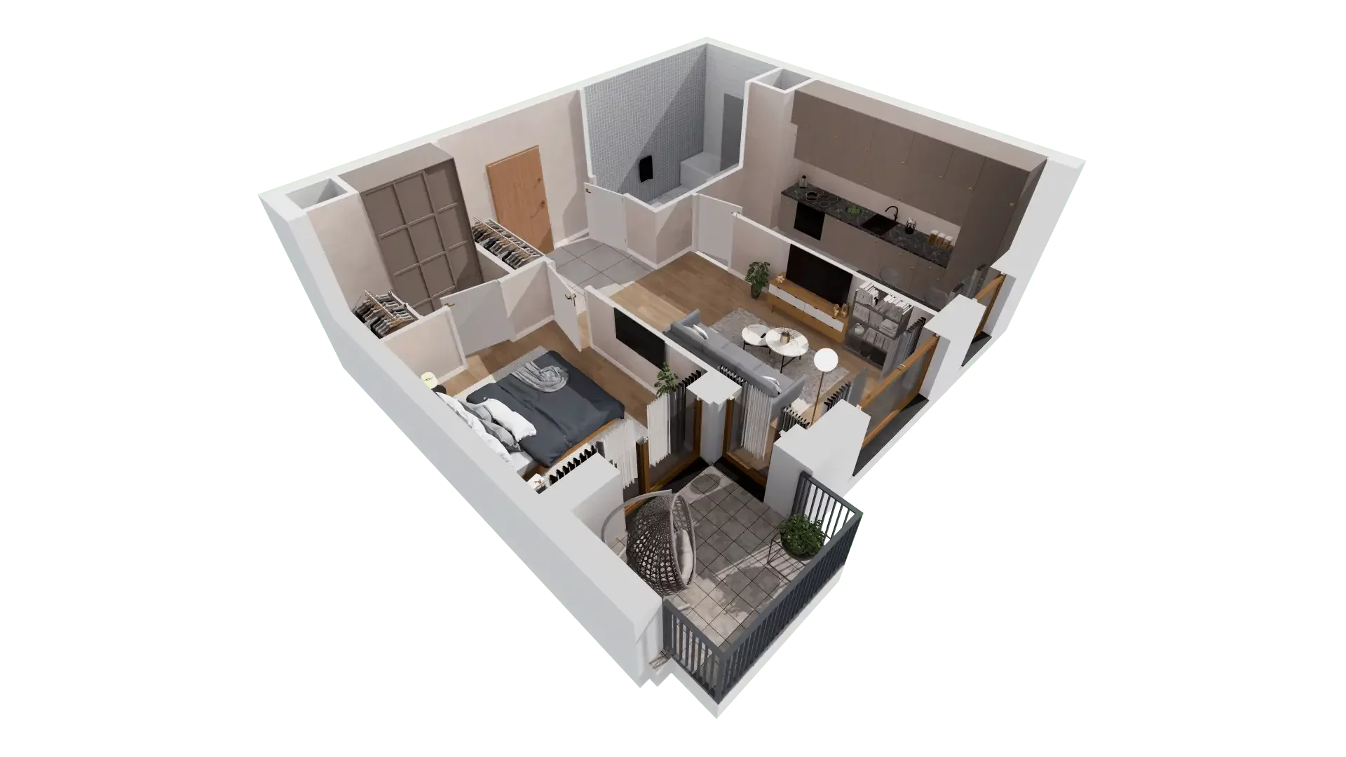 2 pokoje, mieszkanie 47,91 m², piętro 5, oferta nr 1A.5.49, Francuska Park VIIIB, Katowice, Osiedle Paderewskiego-Muchowiec, Muchowiec, ul. Szybowcowa
