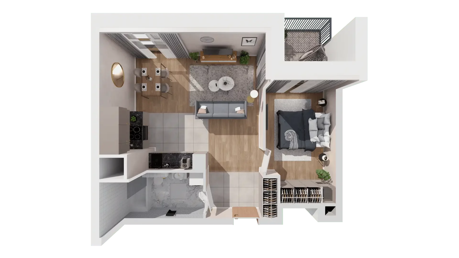 2 pokoje, mieszkanie 47,86 m², piętro 5, oferta nr 1A.5.51, Francuska Park VIIIB, Katowice, Osiedle Paderewskiego-Muchowiec, Muchowiec, ul. Szybowcowa