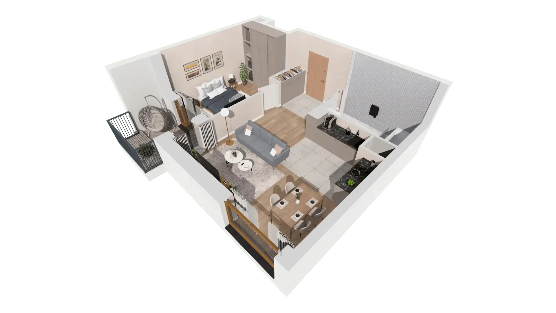 2 pokoje, mieszkanie 47,86 m², piętro 5, oferta nr 1A.5.51, Francuska Park VIIIB, Katowice, Osiedle Paderewskiego-Muchowiec, Muchowiec, ul. Szybowcowa