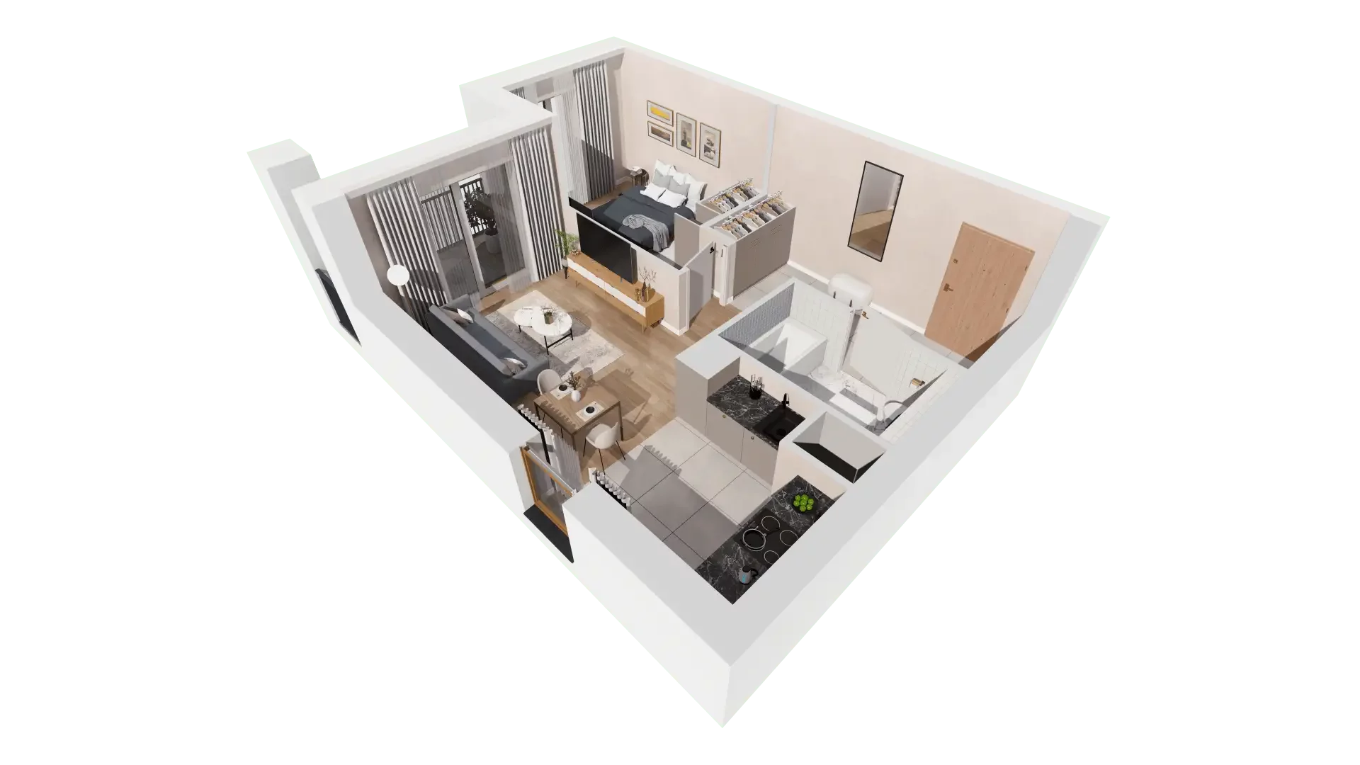 2 pokoje, mieszkanie 45,41 m², piętro 6, oferta nr 1A.6.57, Francuska Park VIIIB, Katowice, Osiedle Paderewskiego-Muchowiec, Muchowiec, ul. Szybowcowa