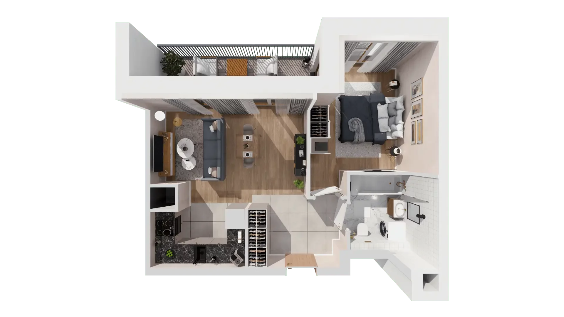 2 pokoje, mieszkanie 43,75 m², piętro 6, oferta nr 1A.6.60, Francuska Park VIIIB, Katowice, Osiedle Paderewskiego-Muchowiec, Muchowiec, ul. Szybowcowa