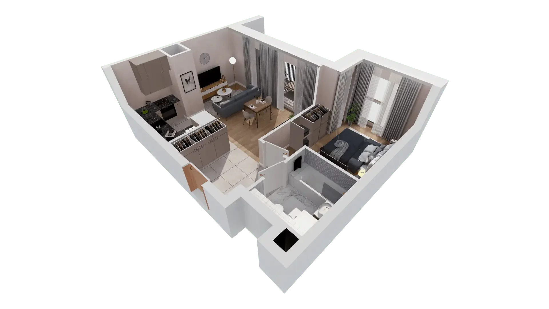 2 pokoje, mieszkanie 43,75 m², piętro 6, oferta nr 1A.6.60, Francuska Park VIIIB, Katowice, Osiedle Paderewskiego-Muchowiec, Muchowiec, ul. Szybowcowa