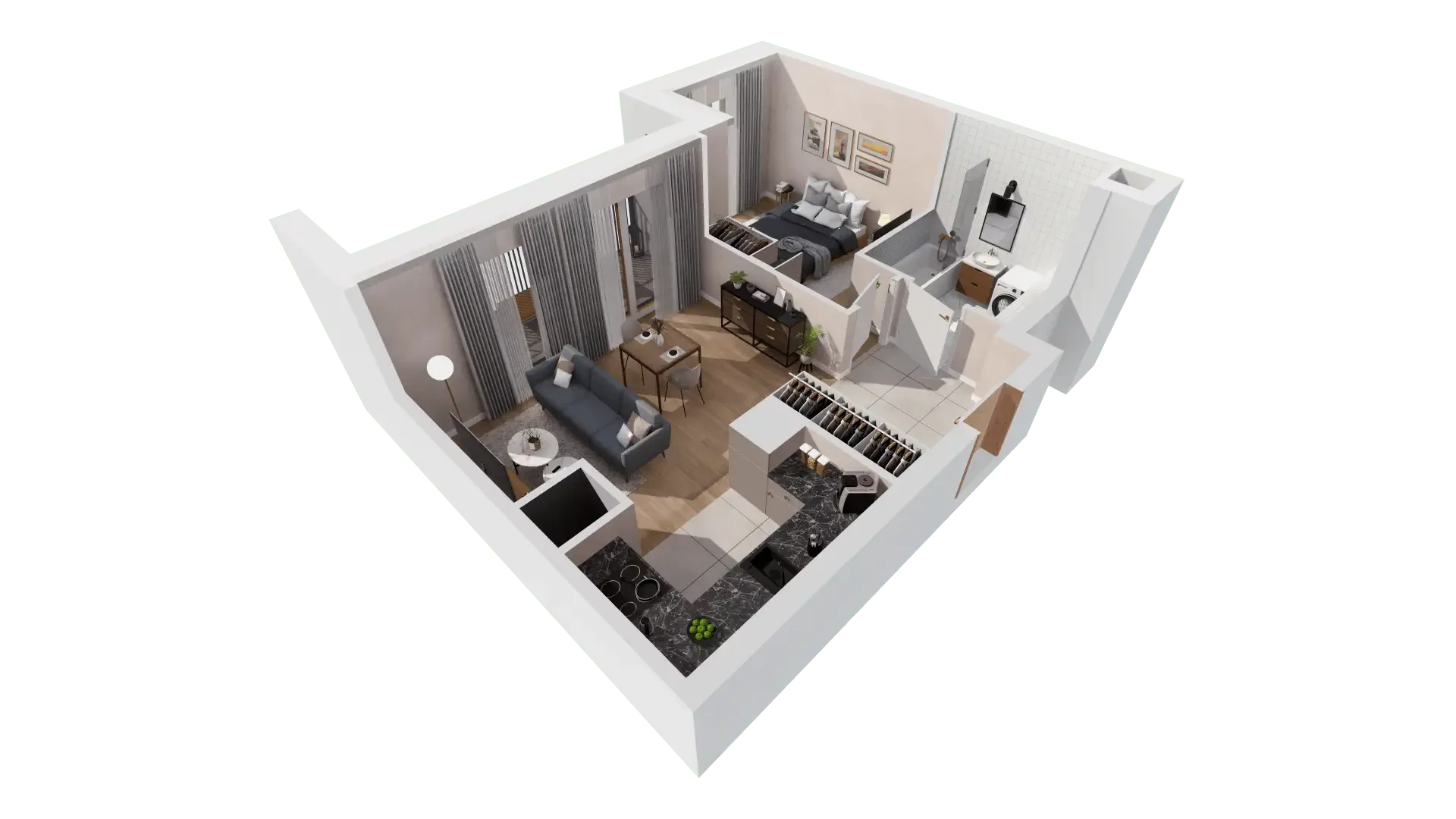 2 pokoje, mieszkanie 43,75 m², piętro 6, oferta nr 1A.6.60, Francuska Park VIIIB, Katowice, Osiedle Paderewskiego-Muchowiec, Muchowiec, ul. Szybowcowa