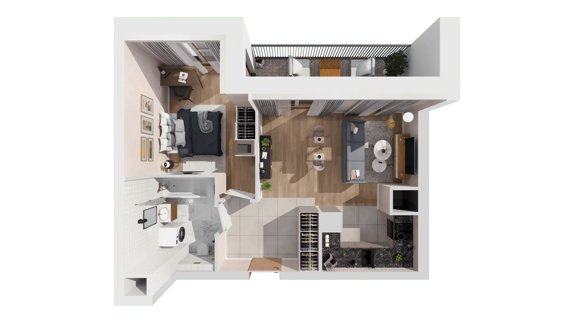 2 pokoje, mieszkanie 44,97 m², piętro 6, oferta nr 1A.6.61, Francuska Park VIIIB, Katowice, Osiedle Paderewskiego-Muchowiec, Muchowiec, ul. Szybowcowa