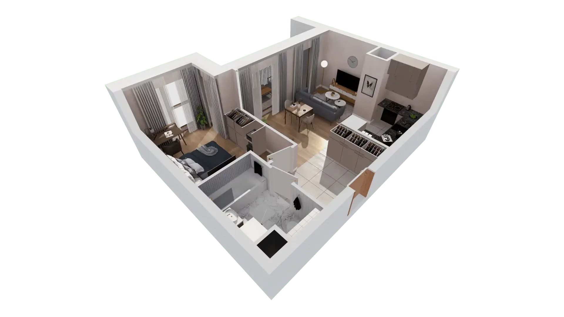 2 pokoje, mieszkanie 44,97 m², piętro 6, oferta nr 1A.6.61, Francuska Park VIIIB, Katowice, Osiedle Paderewskiego-Muchowiec, Muchowiec, ul. Szybowcowa