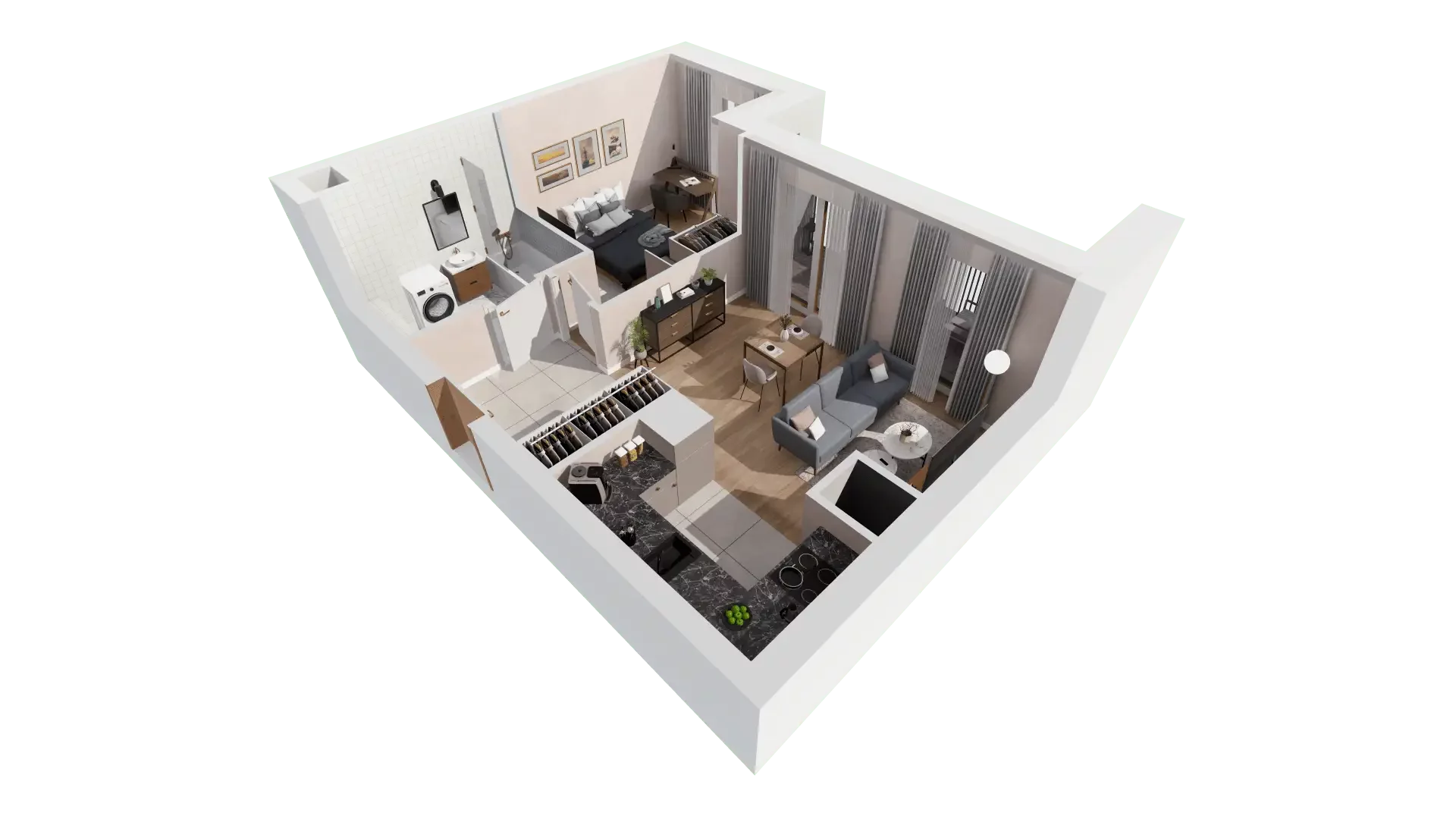 2 pokoje, mieszkanie 44,97 m², piętro 6, oferta nr 1A.6.61, Francuska Park VIIIB, Katowice, Osiedle Paderewskiego-Muchowiec, Muchowiec, ul. Szybowcowa