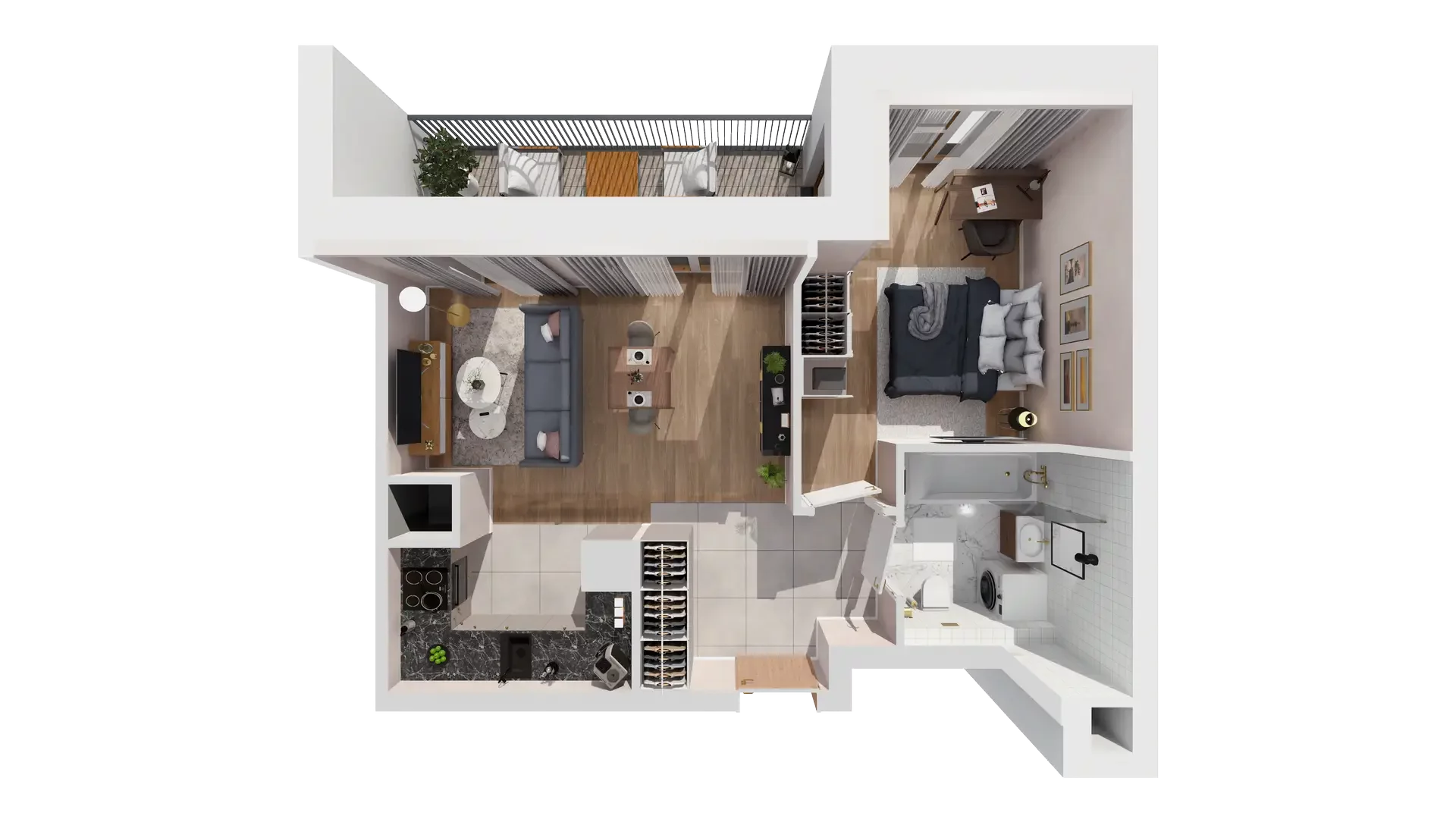 2 pokoje, mieszkanie 44,05 m², piętro 6, oferta nr 1B.6.124, Francuska Park VIIIB, Katowice, Osiedle Paderewskiego-Muchowiec, Muchowiec, ul. Szybowcowa
