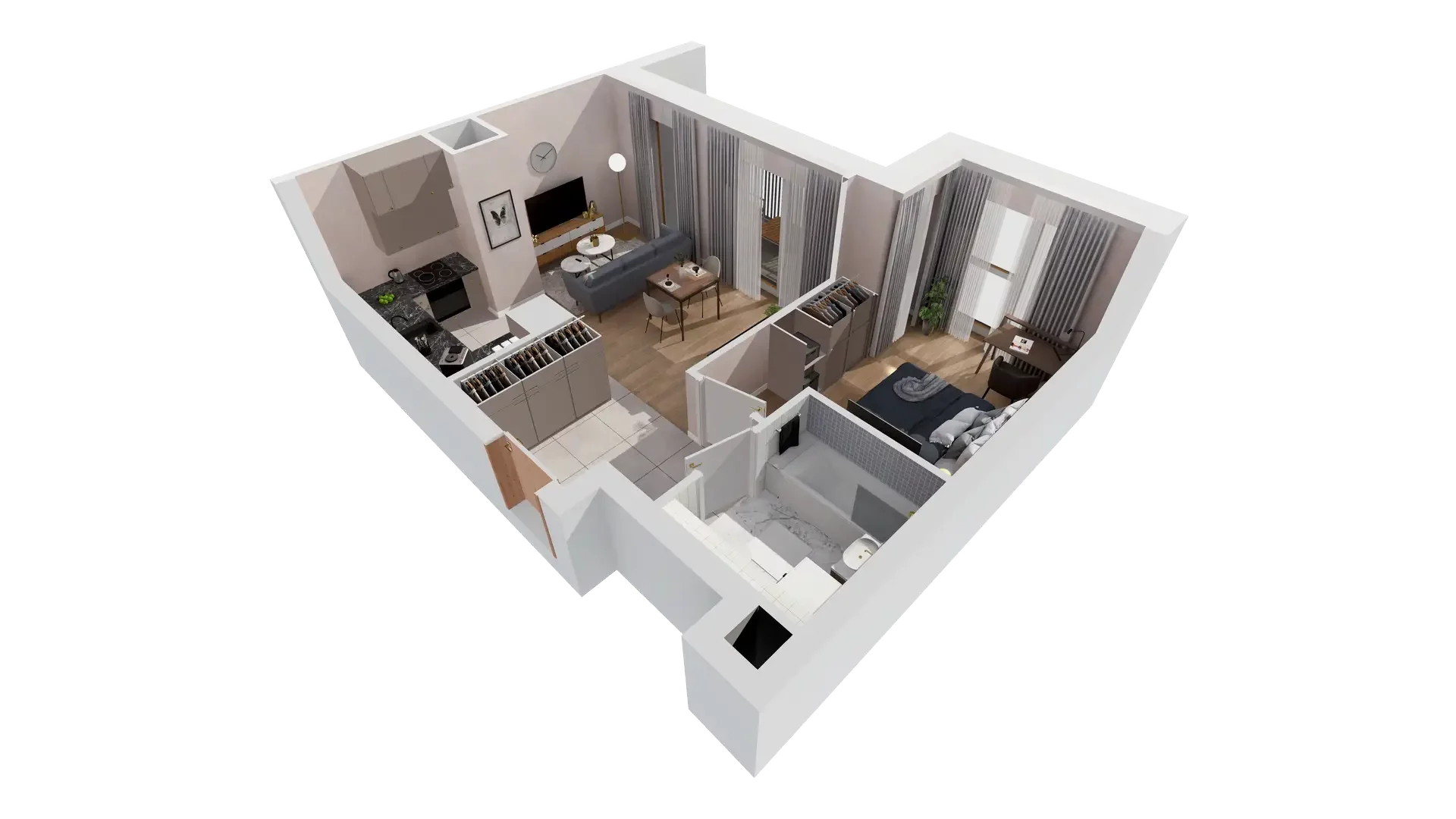 2 pokoje, mieszkanie 44,05 m², piętro 6, oferta nr 1B.6.124, Francuska Park VIIIB, Katowice, Osiedle Paderewskiego-Muchowiec, Muchowiec, ul. Szybowcowa