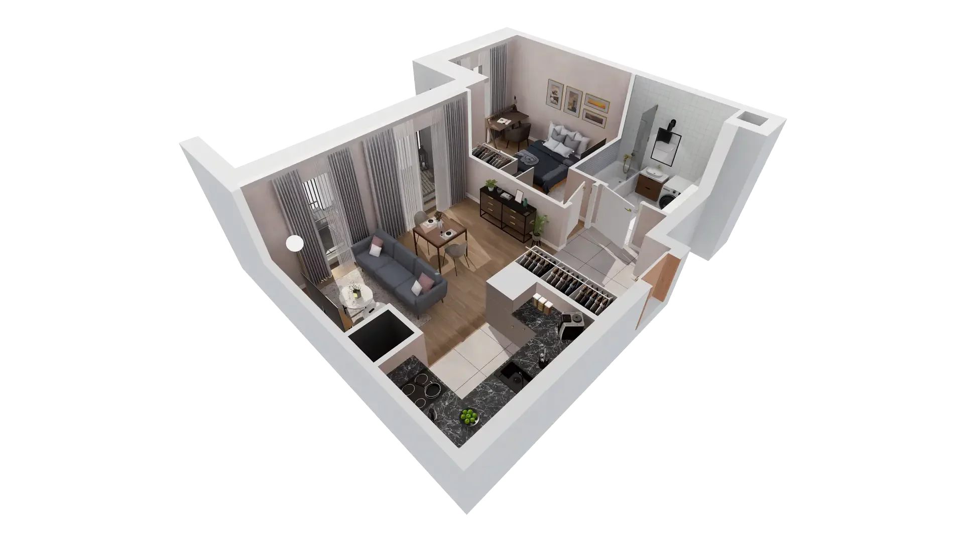 2 pokoje, mieszkanie 44,05 m², piętro 6, oferta nr 1B.6.124, Francuska Park VIIIB, Katowice, Osiedle Paderewskiego-Muchowiec, Muchowiec, ul. Szybowcowa