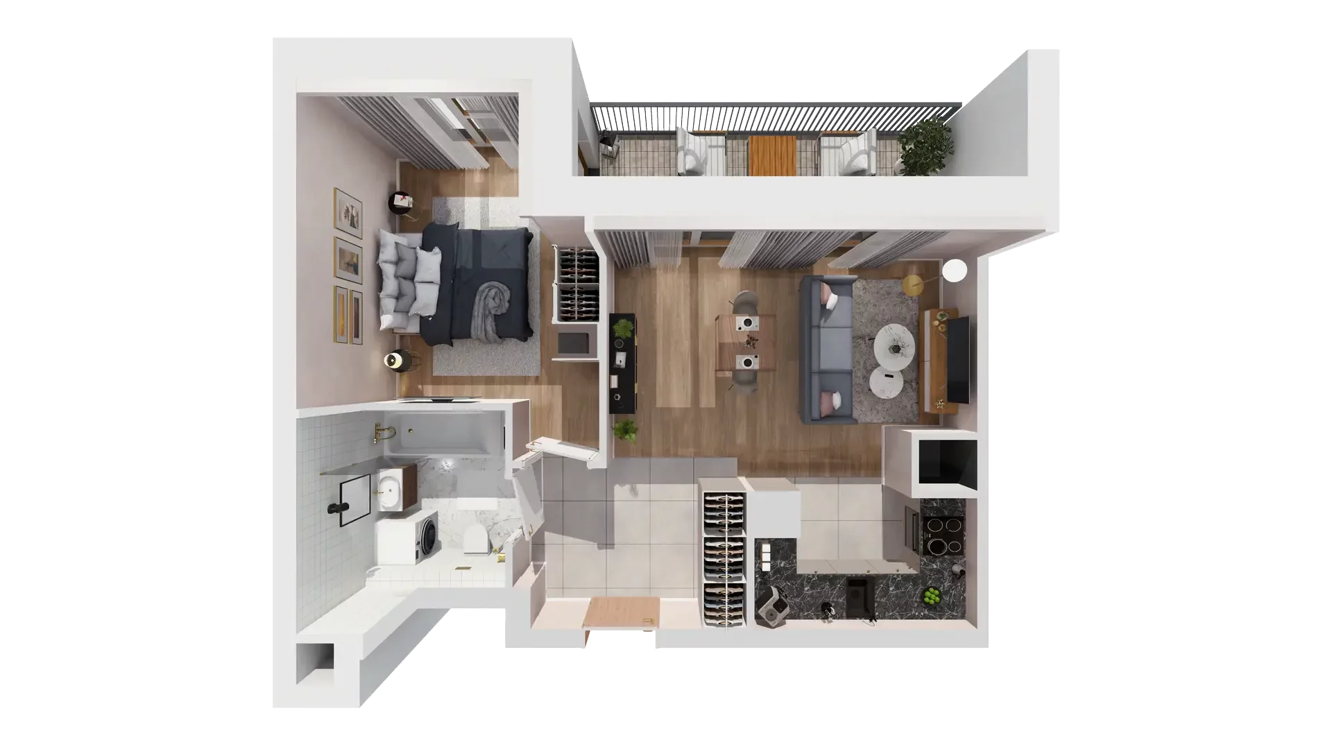 2 pokoje, mieszkanie 43,75 m², piętro 6, oferta nr 1B.6.125, Francuska Park VIIIB, Katowice, Osiedle Paderewskiego-Muchowiec, Muchowiec, ul. Szybowcowa