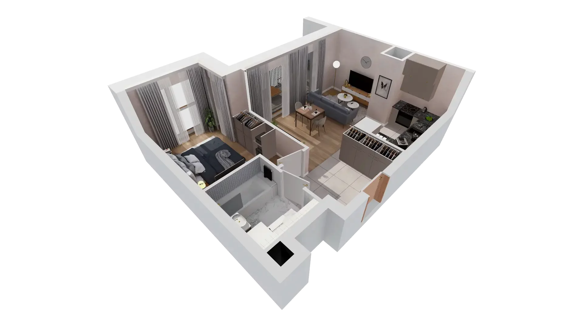 2 pokoje, mieszkanie 43,75 m², piętro 6, oferta nr 1B.6.125, Francuska Park VIIIB, Katowice, Osiedle Paderewskiego-Muchowiec, Muchowiec, ul. Szybowcowa