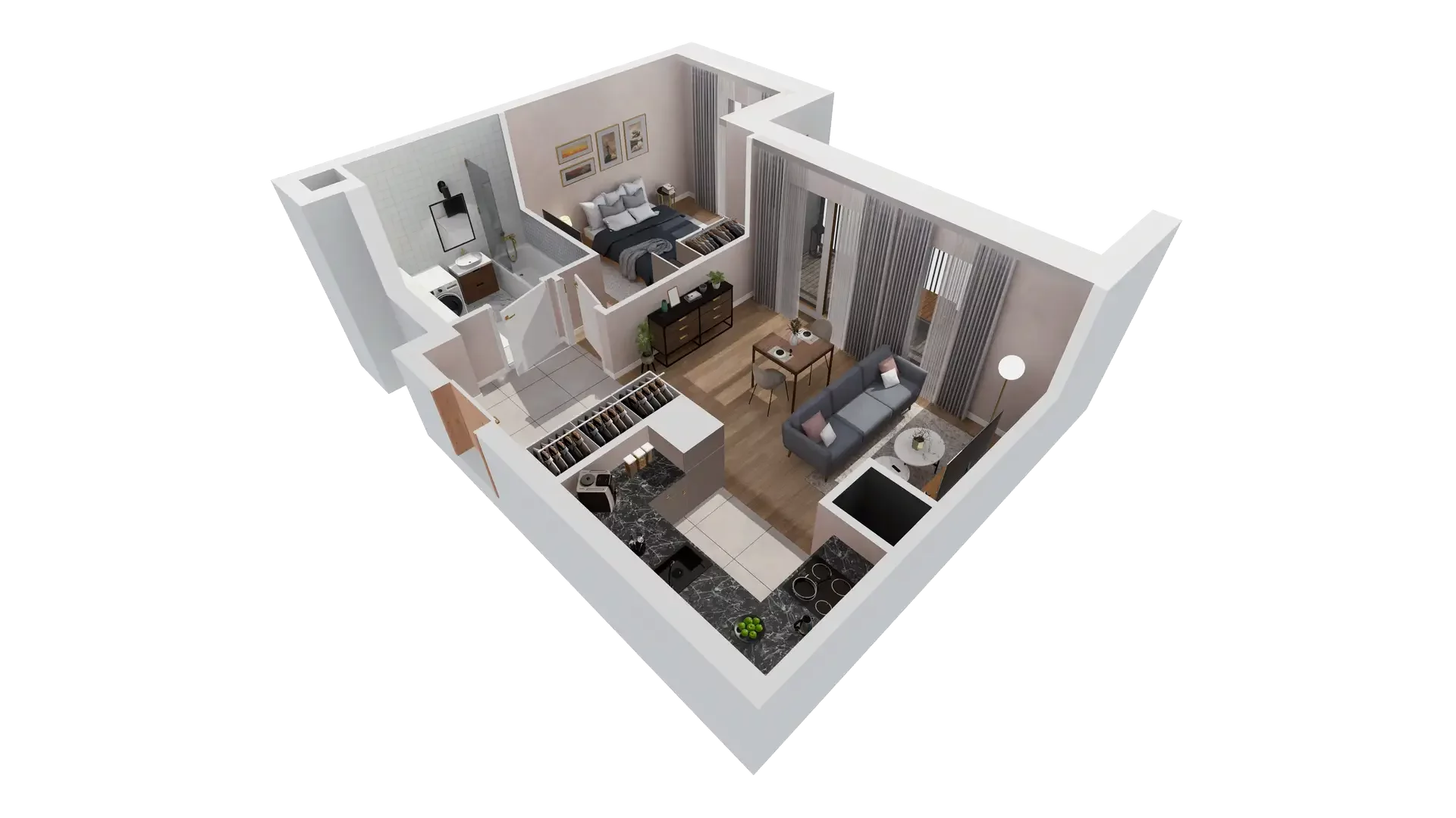 2 pokoje, mieszkanie 43,75 m², piętro 6, oferta nr 1B.6.125, Francuska Park VIIIB, Katowice, Osiedle Paderewskiego-Muchowiec, Muchowiec, ul. Szybowcowa