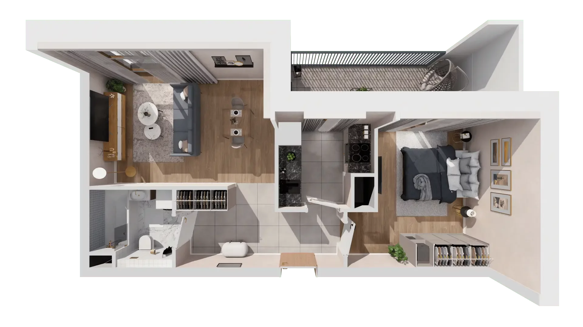 2 pokoje, mieszkanie 48,65 m², piętro 6, oferta nr 1C.6.166, Francuska Park VIIIB, Katowice, Osiedle Paderewskiego-Muchowiec, Muchowiec, ul. Szybowcowa