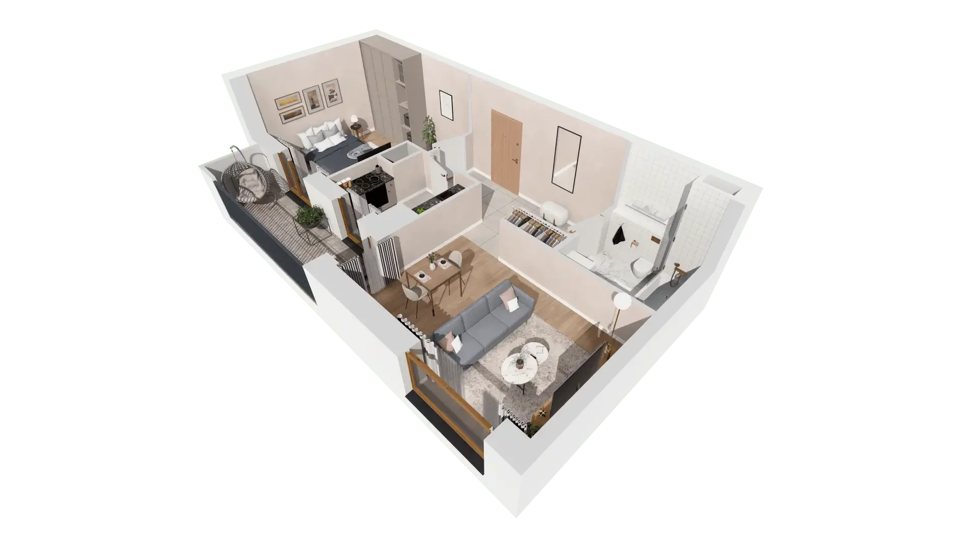 2 pokoje, mieszkanie 48,65 m², piętro 6, oferta nr 1C.6.166, Francuska Park VIIIB, Katowice, Osiedle Paderewskiego-Muchowiec, Muchowiec, ul. Szybowcowa