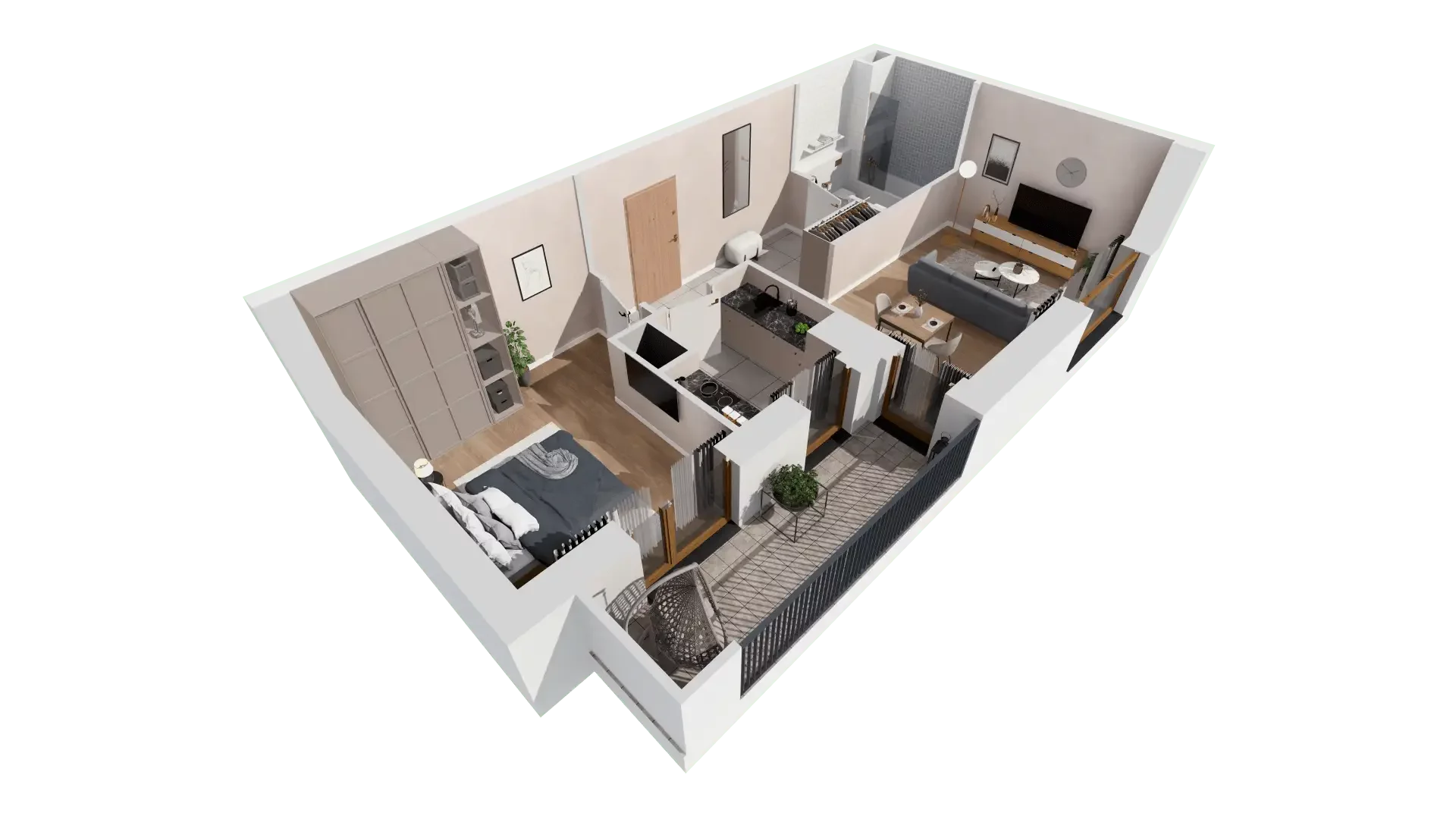 2 pokoje, mieszkanie 48,65 m², piętro 6, oferta nr 1C.6.166, Francuska Park VIIIB, Katowice, Osiedle Paderewskiego-Muchowiec, Muchowiec, ul. Szybowcowa