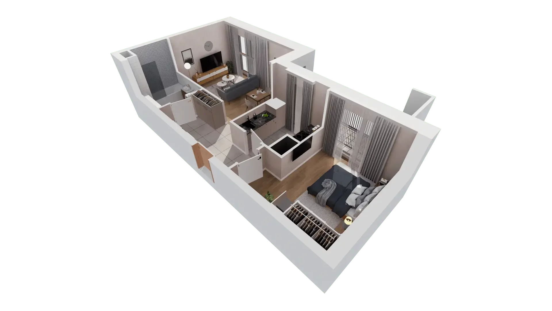 2 pokoje, mieszkanie 48,65 m², piętro 6, oferta nr 1C.6.166, Francuska Park VIIIB, Katowice, Osiedle Paderewskiego-Muchowiec, Muchowiec, ul. Szybowcowa