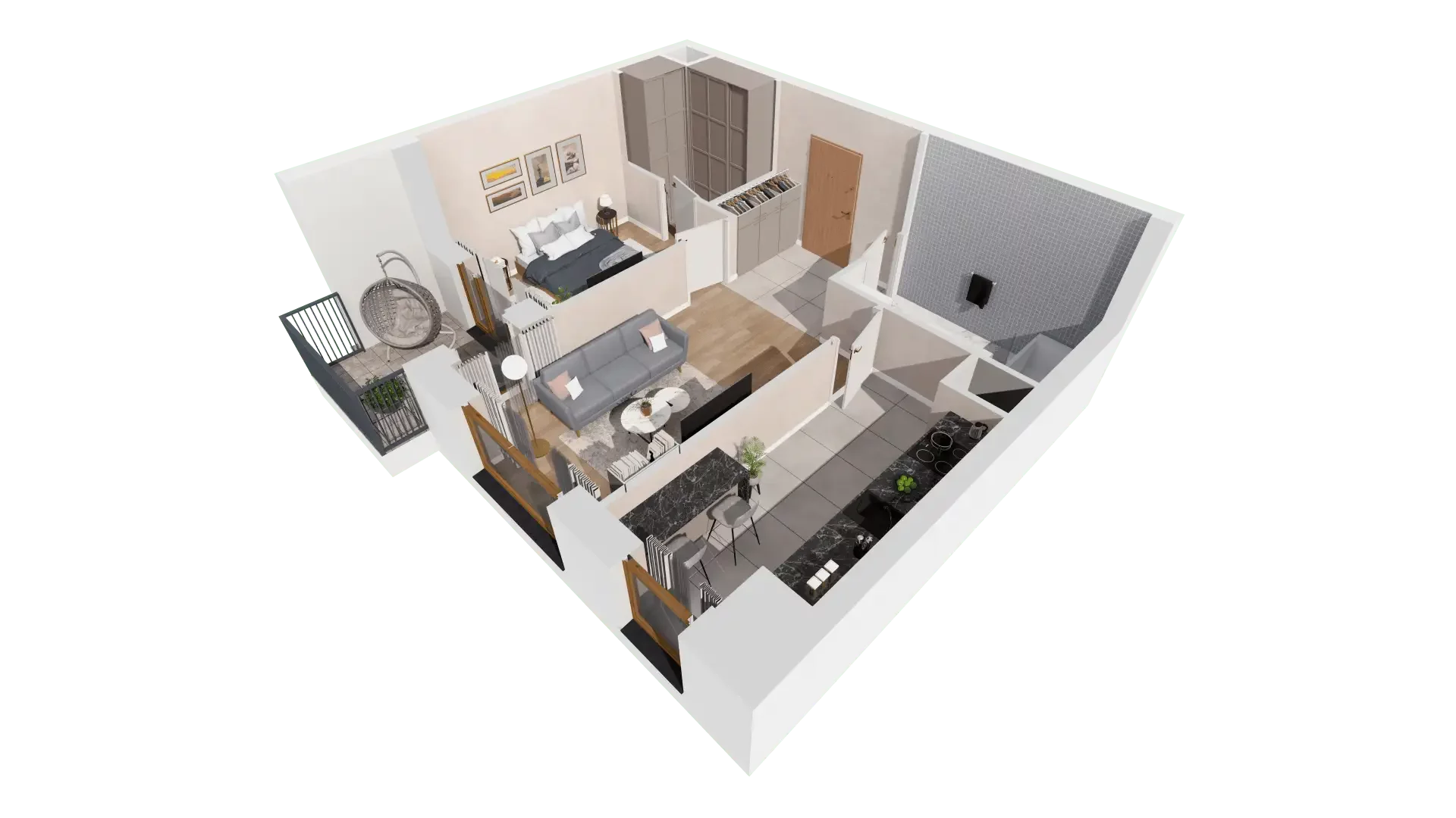 2 pokoje, mieszkanie 47,95 m², piętro 7, oferta nr 1A.7.67, Francuska Park VIIIB, Katowice, Osiedle Paderewskiego-Muchowiec, Muchowiec, ul. Szybowcowa
