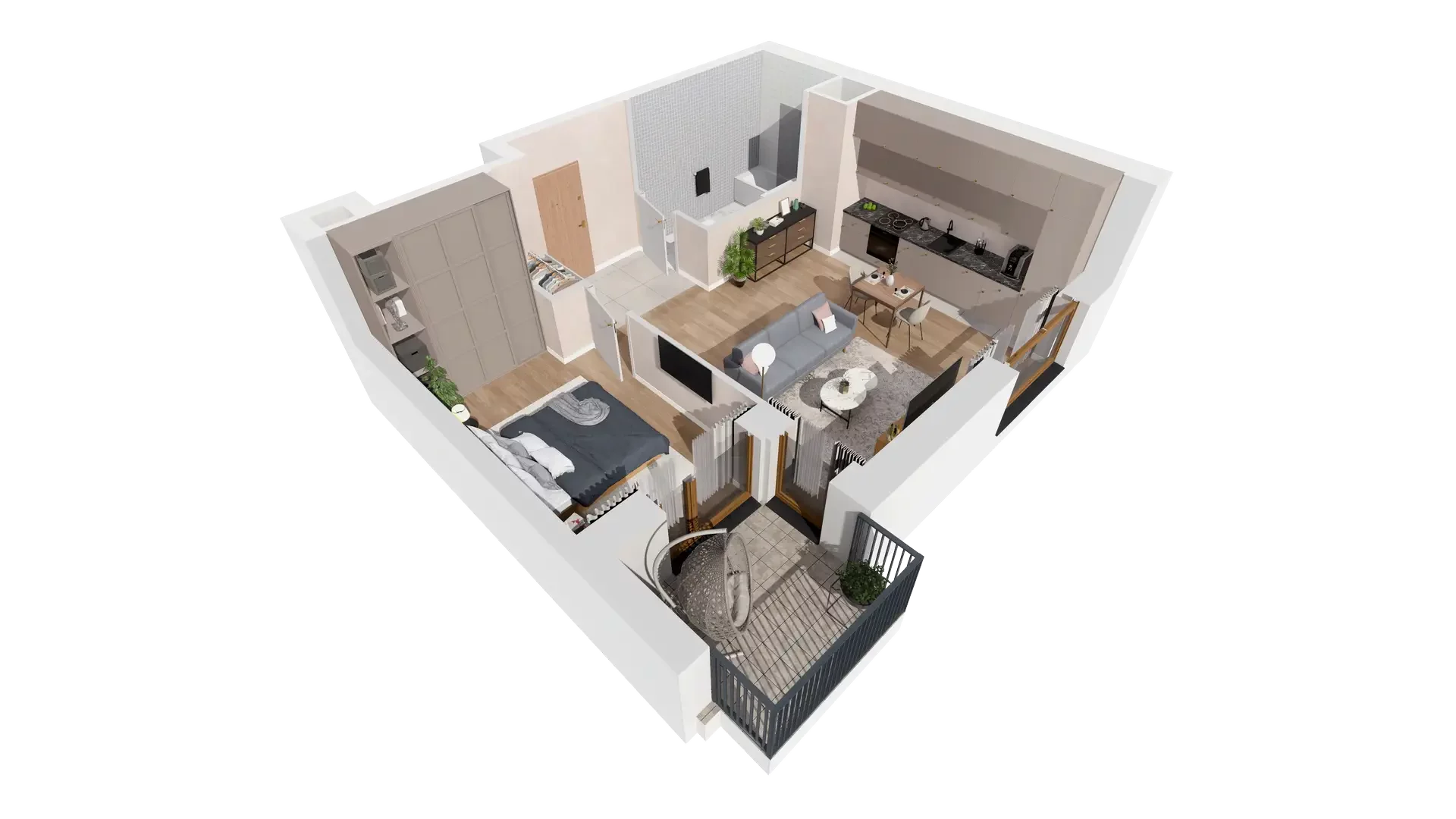 2 pokoje, mieszkanie 48,33 m², piętro 7, oferta nr 1B.7.130, Francuska Park VIIIB, Katowice, Osiedle Paderewskiego-Muchowiec, Muchowiec, ul. Szybowcowa