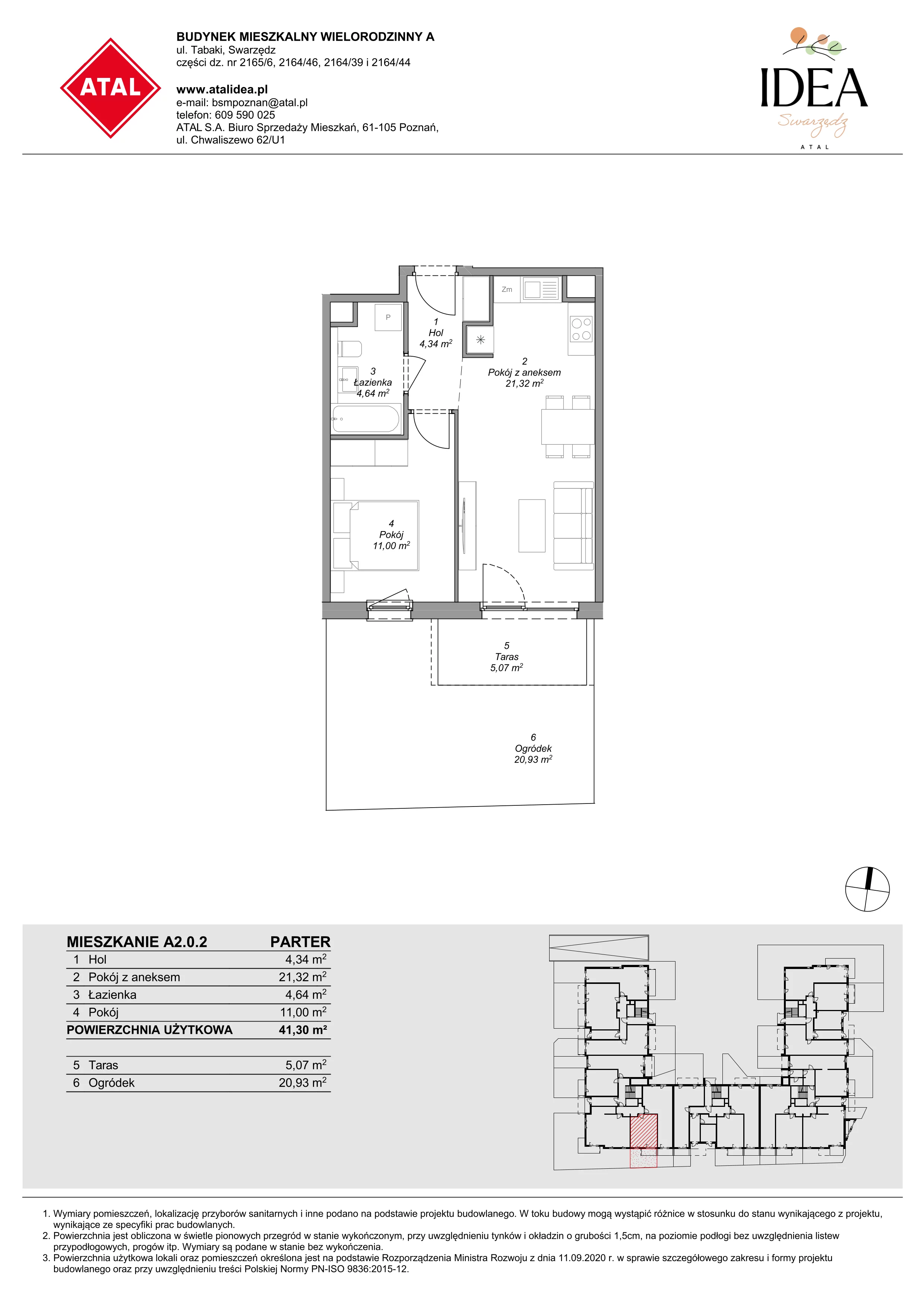 Mieszkanie 41,30 m², parter, oferta nr A2.0.2, Idea Swarzędz, Swarzędz, ul. Tabaki