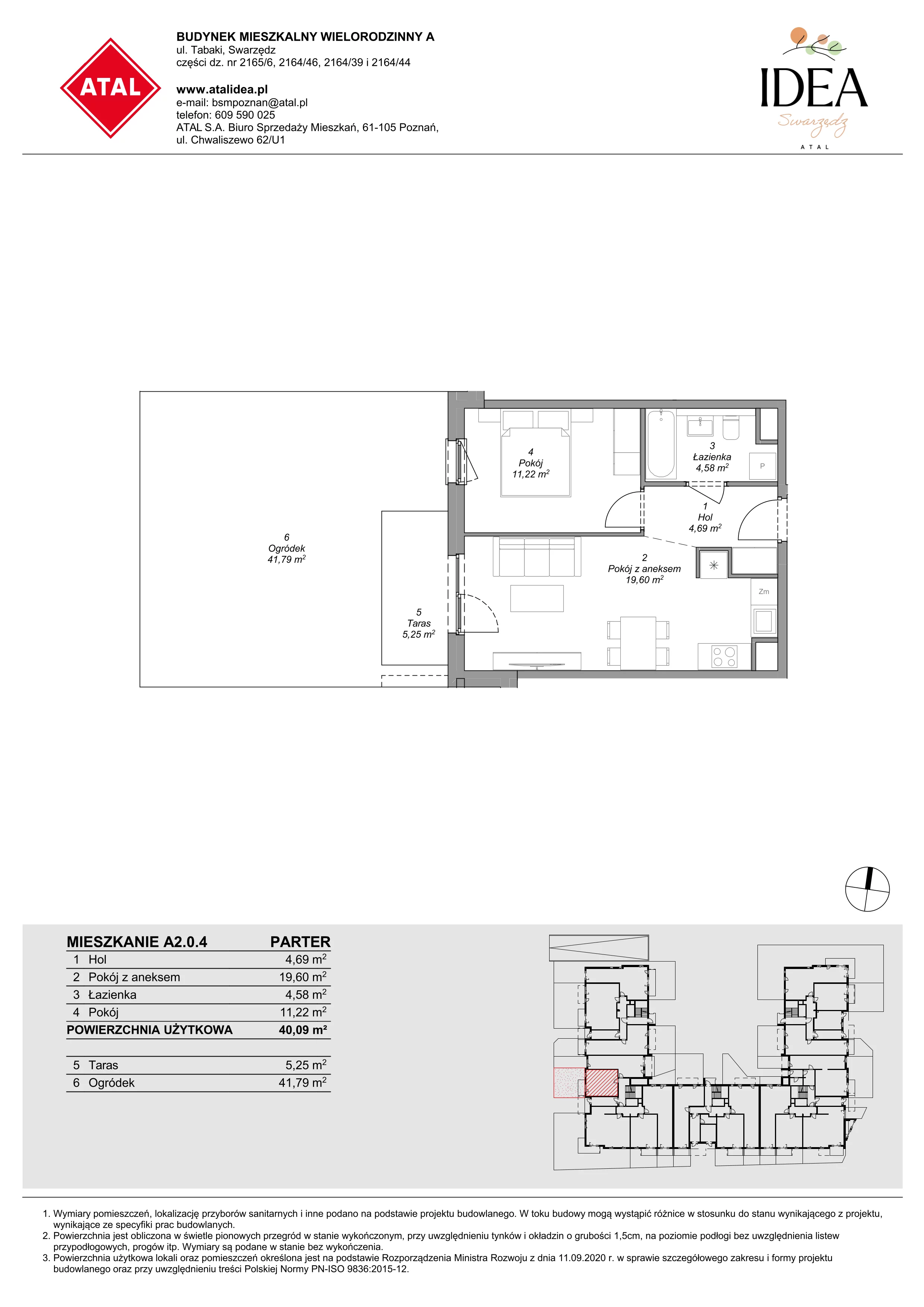 Mieszkanie 40,09 m², parter, oferta nr A2.0.4, Idea Swarzędz, Swarzędz, ul. Tabaki