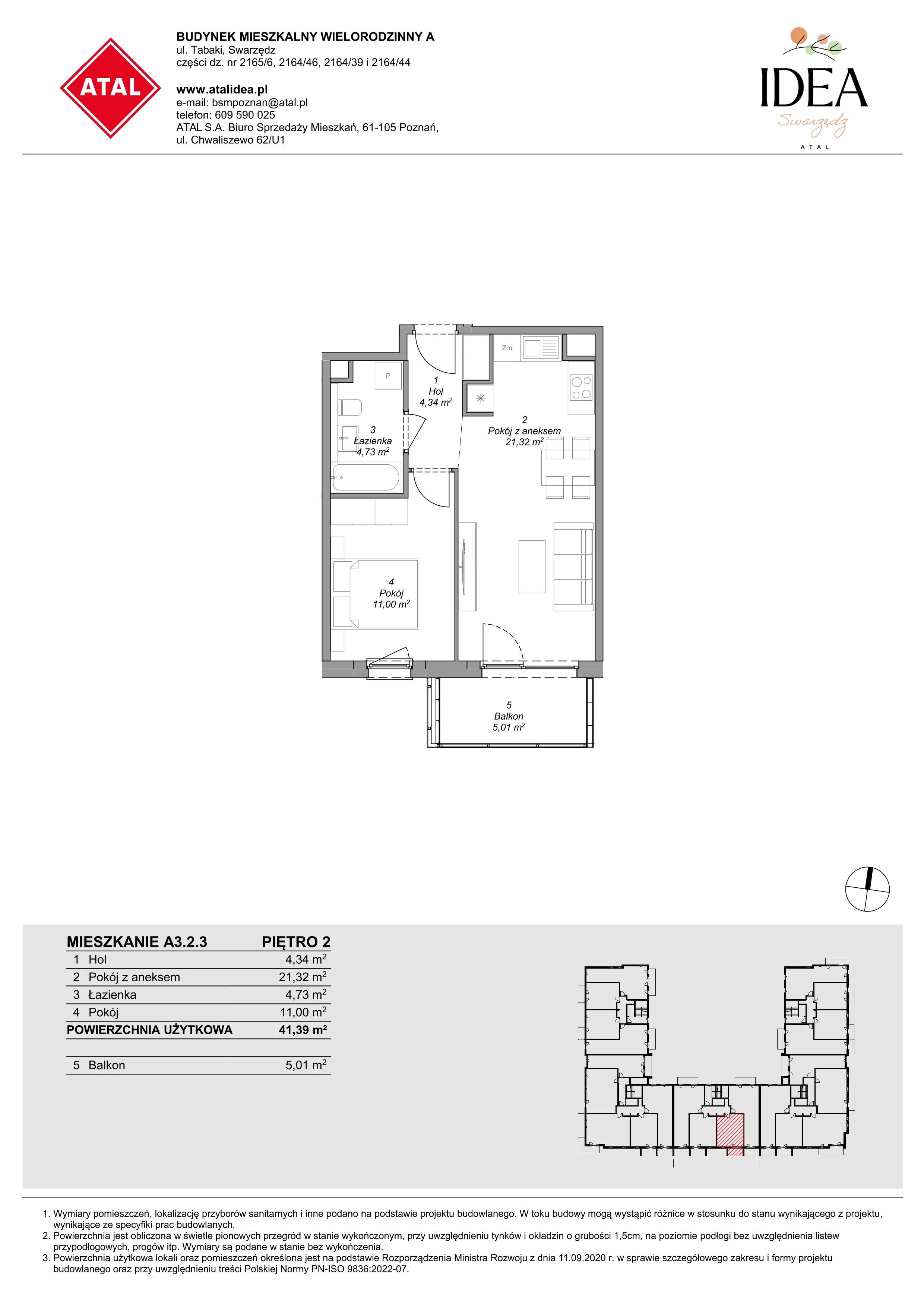 Mieszkanie 41,39 m², piętro 2, oferta nr A3.2.3, Idea Swarzędz, Swarzędz, ul. Tabaki