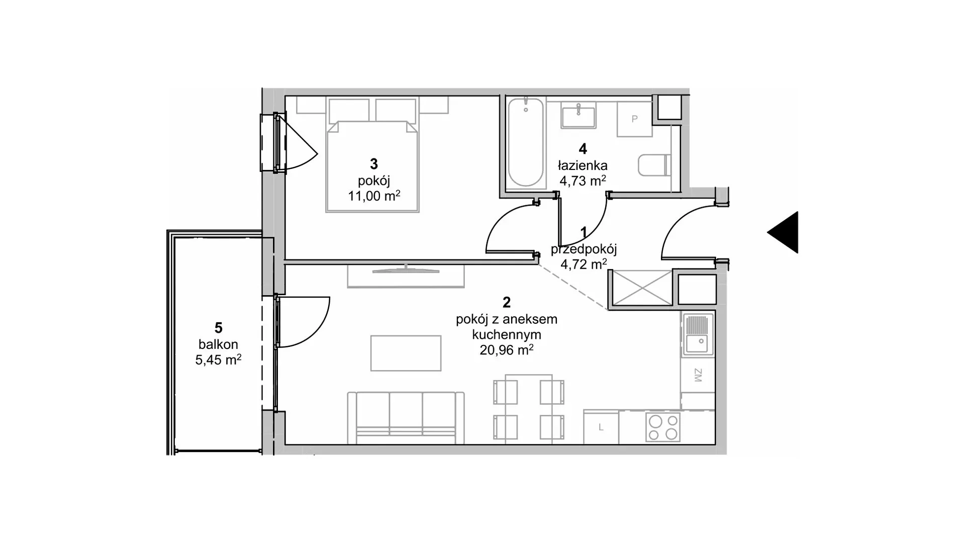 Mieszkanie 41,41 m², piętro 4, oferta nr S2.H.4.3, ATAL Idea Swarzędz II, Swarzędz, ul. Tabaki