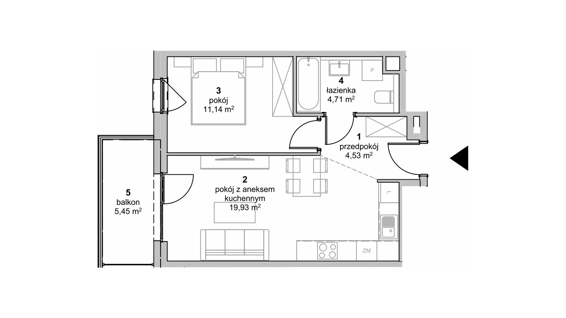 Mieszkanie 40,31 m², piętro 4, oferta nr S2.I.4.3, ATAL Idea Swarzędz II, Swarzędz, ul. Tabaki