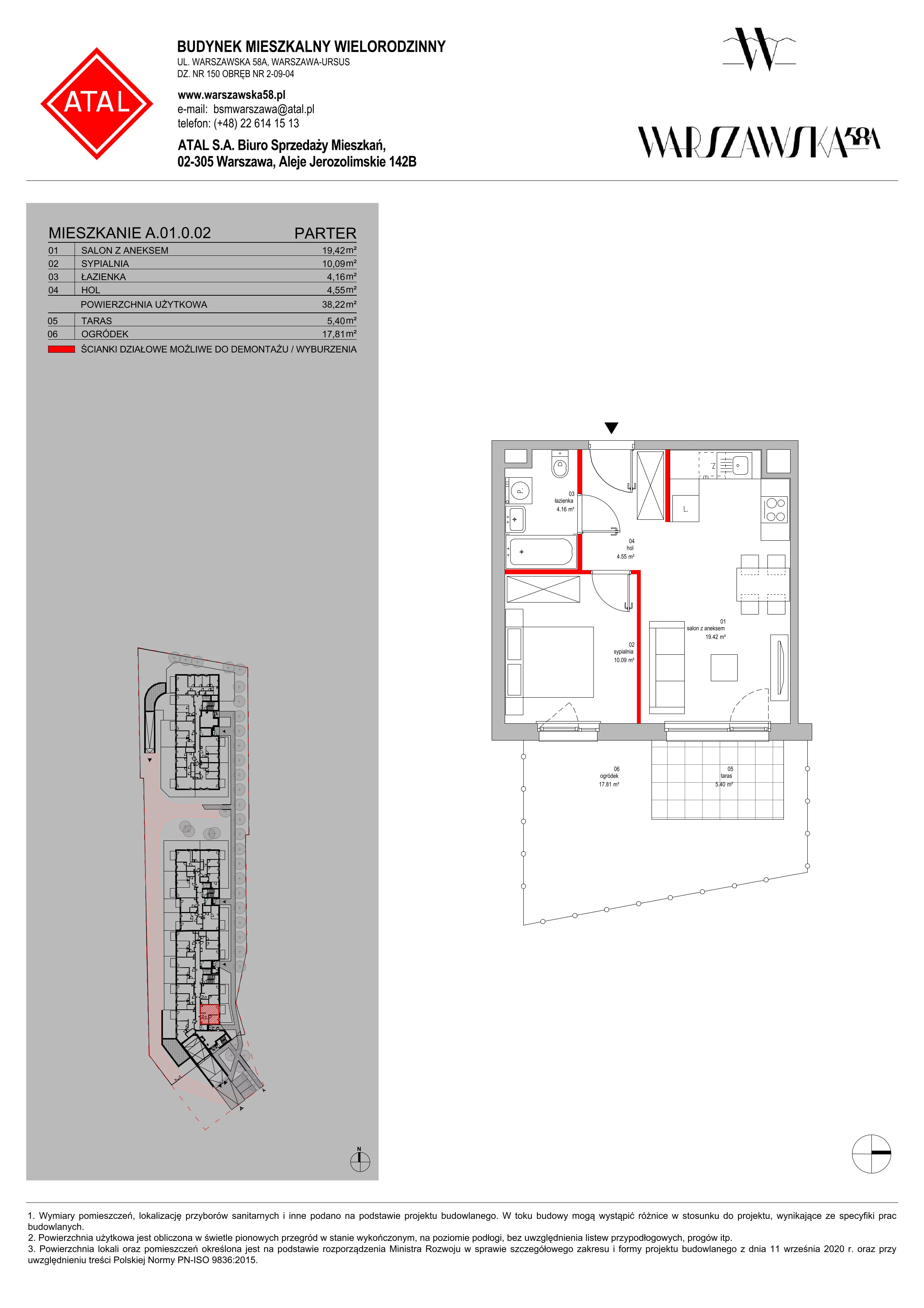 Mieszkanie 38,22 m², parter, oferta nr A.01.0.02, Warszawska 58A, Warszawa, Ursus, Niedźwiadek, ul. Warszawska 58a