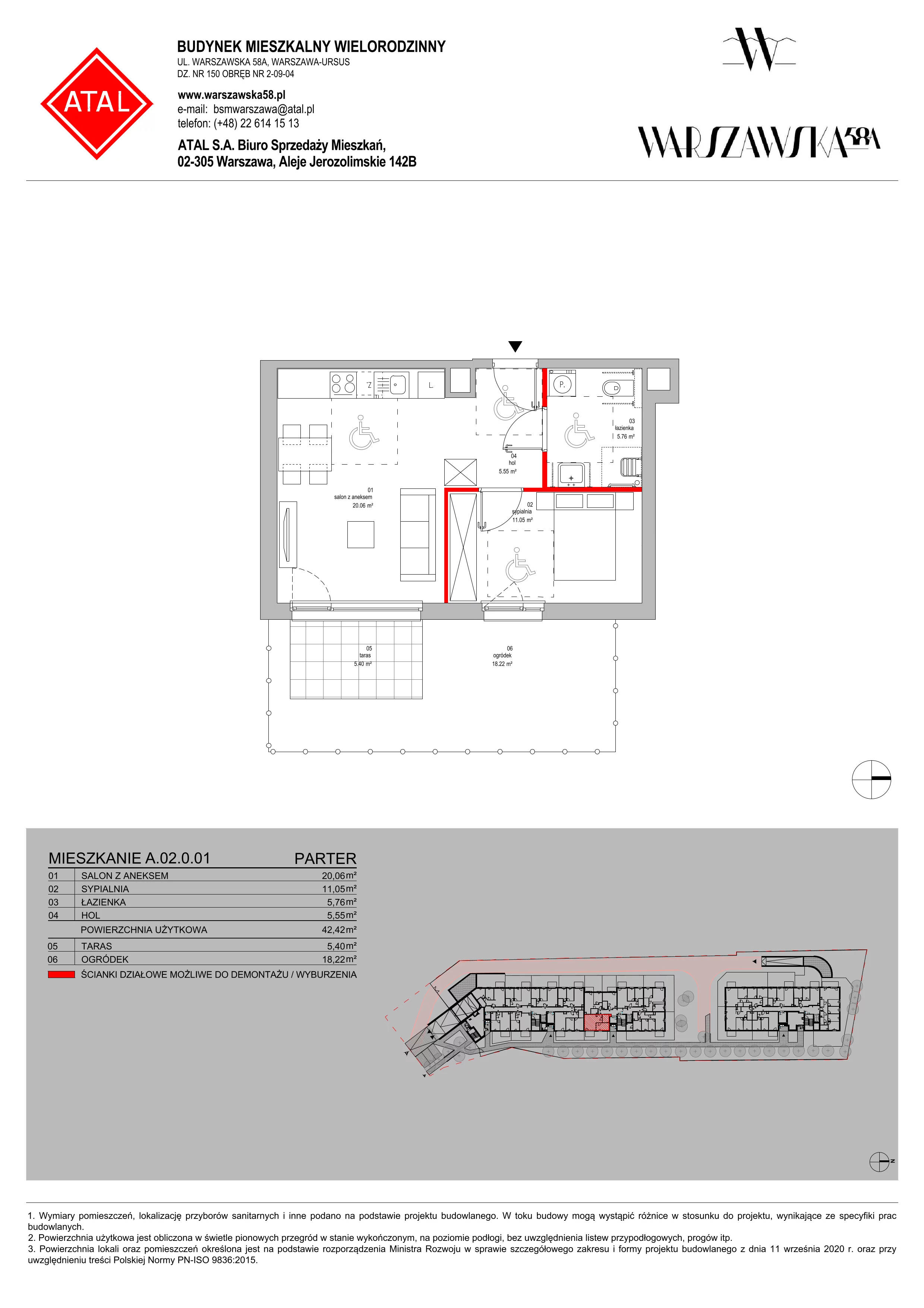 Mieszkanie 42,42 m², parter, oferta nr A.02.0.01, Warszawska 58A, Warszawa, Ursus, Niedźwiadek, ul. Warszawska 58a