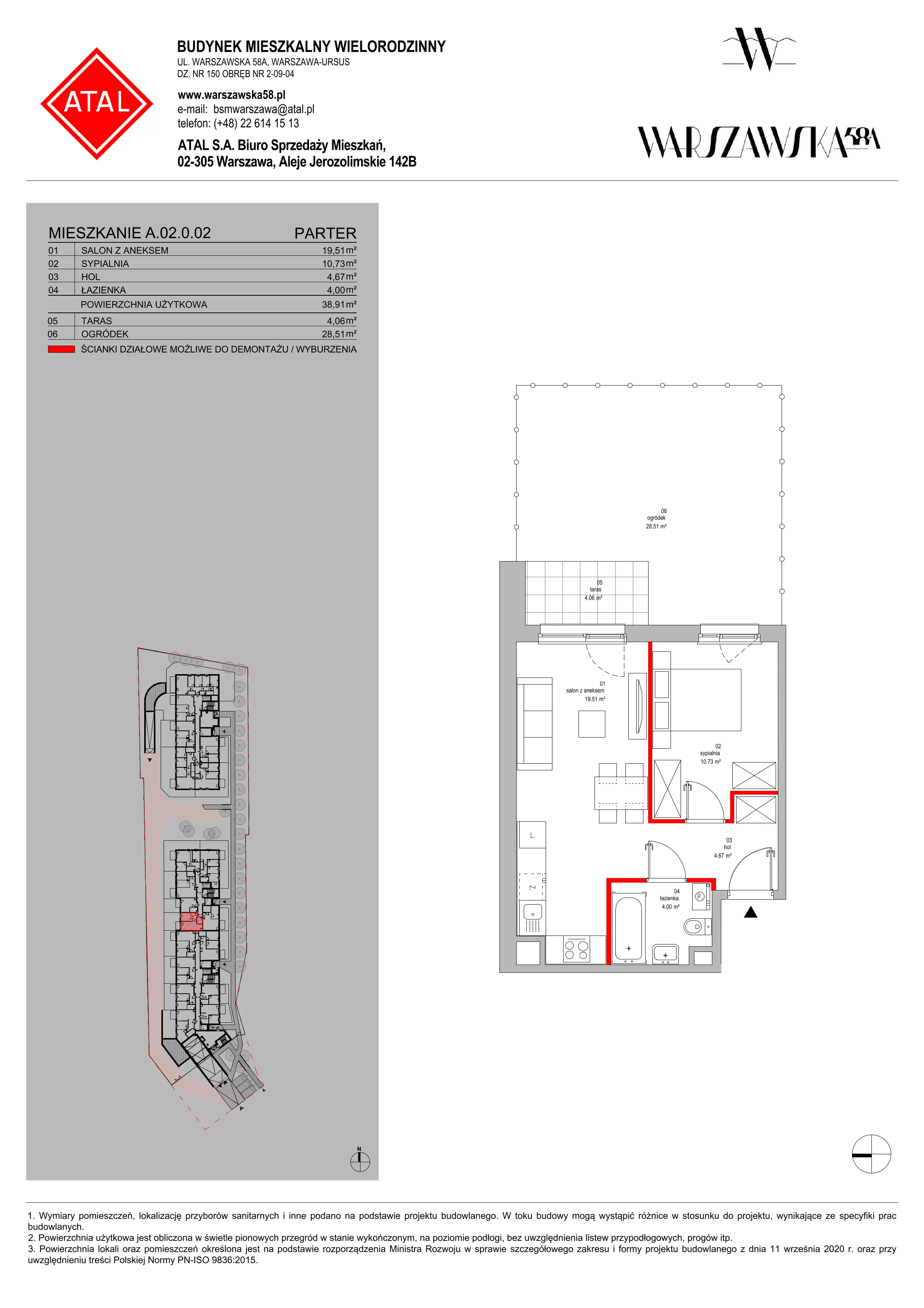 Mieszkanie 38,91 m², parter, oferta nr A.02.0.02, Warszawska 58A, Warszawa, Ursus, Niedźwiadek, ul. Warszawska 58a