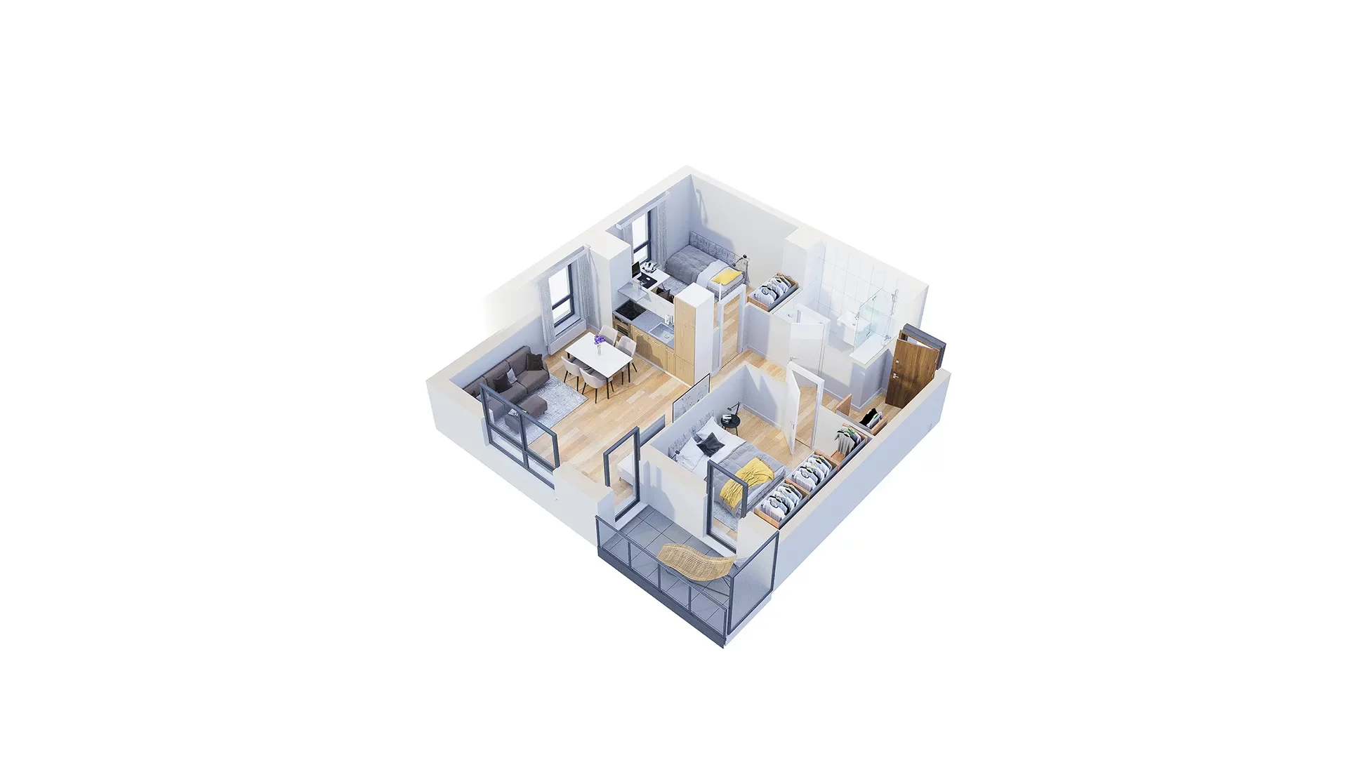 3 pokoje, mieszkanie 55,87 m², piętro 10, oferta nr 2.A77, Niebieski Bursztyn II, Reda, ul. Bosmańska