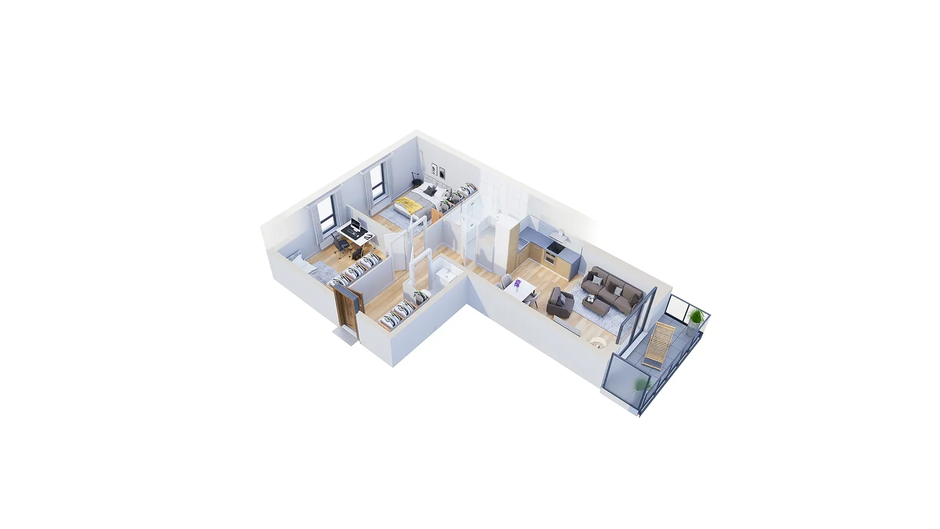 3 pokoje, mieszkanie 65,11 m², piętro 2, oferta nr 2.C1, Niebieski Bursztyn II, Reda, ul. Bosmańska
