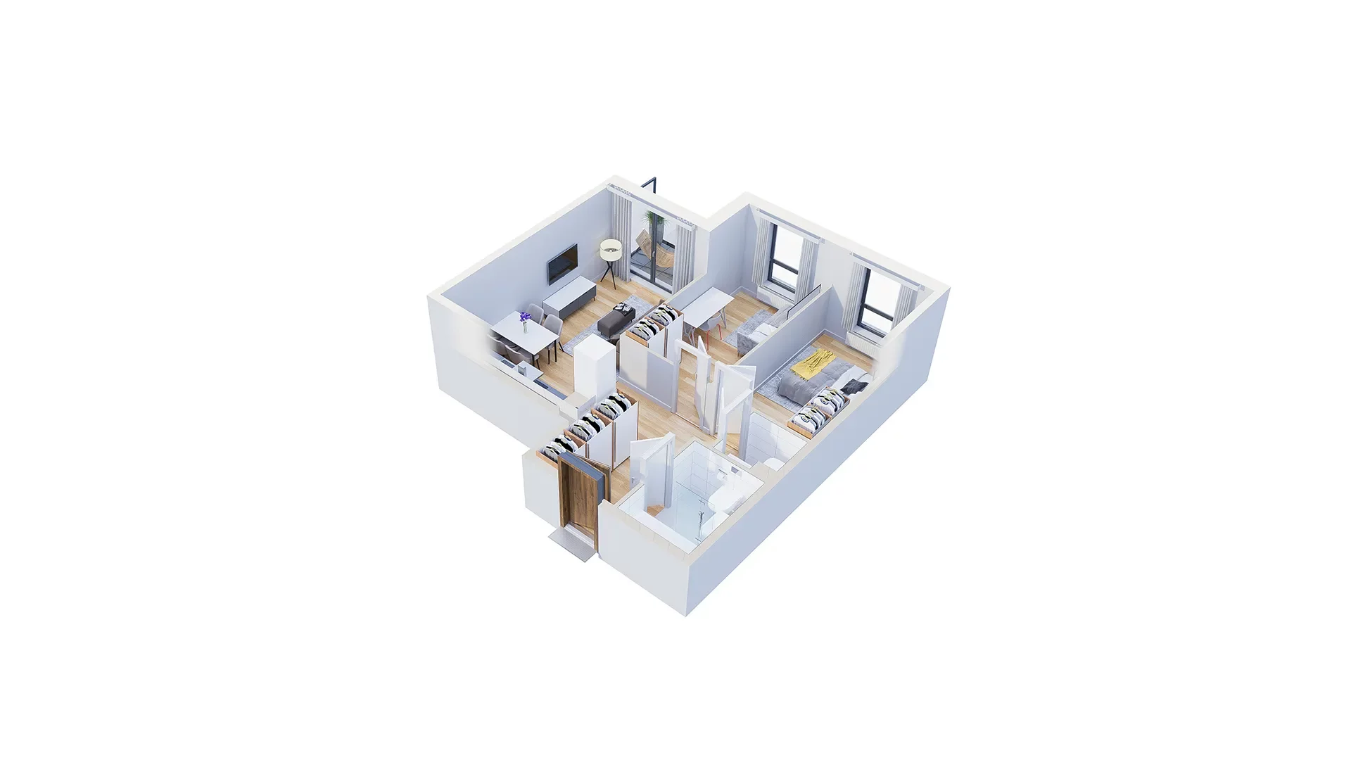 3 pokoje, mieszkanie 53,85 m², piętro 2, oferta nr 2.C2, Niebieski Bursztyn II, Reda, ul. Bosmańska