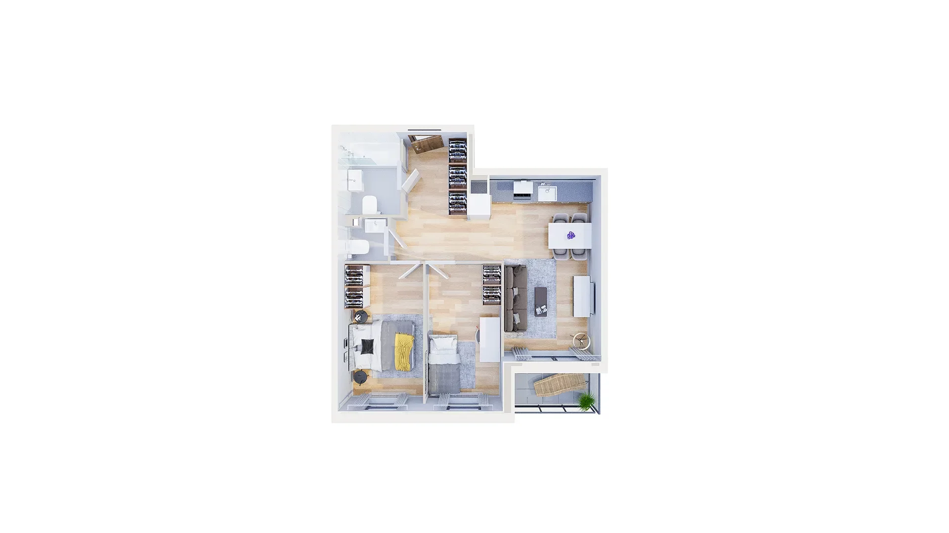 3 pokoje, mieszkanie 53,85 m², piętro 2, oferta nr 2.C2, Niebieski Bursztyn II, Reda, ul. Bosmańska