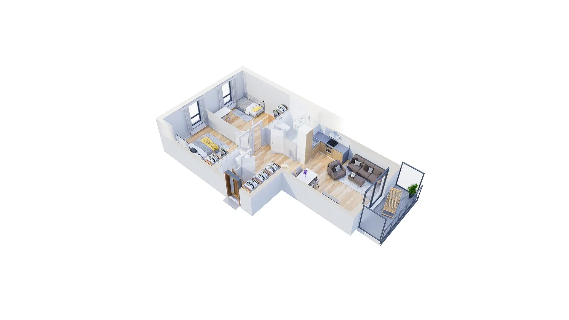 3 pokoje, mieszkanie 64,32 m², piętro 3, oferta nr 2.B4, Niebieski Bursztyn II, Reda, ul. Bosmańska